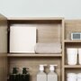 Voir la diapositive 5 : KLEANKIN Armoire miroir de salle de bain avec étagère - 3 étagères latérales - kit installation murale fourni - panneaux particules aspect chêne clair