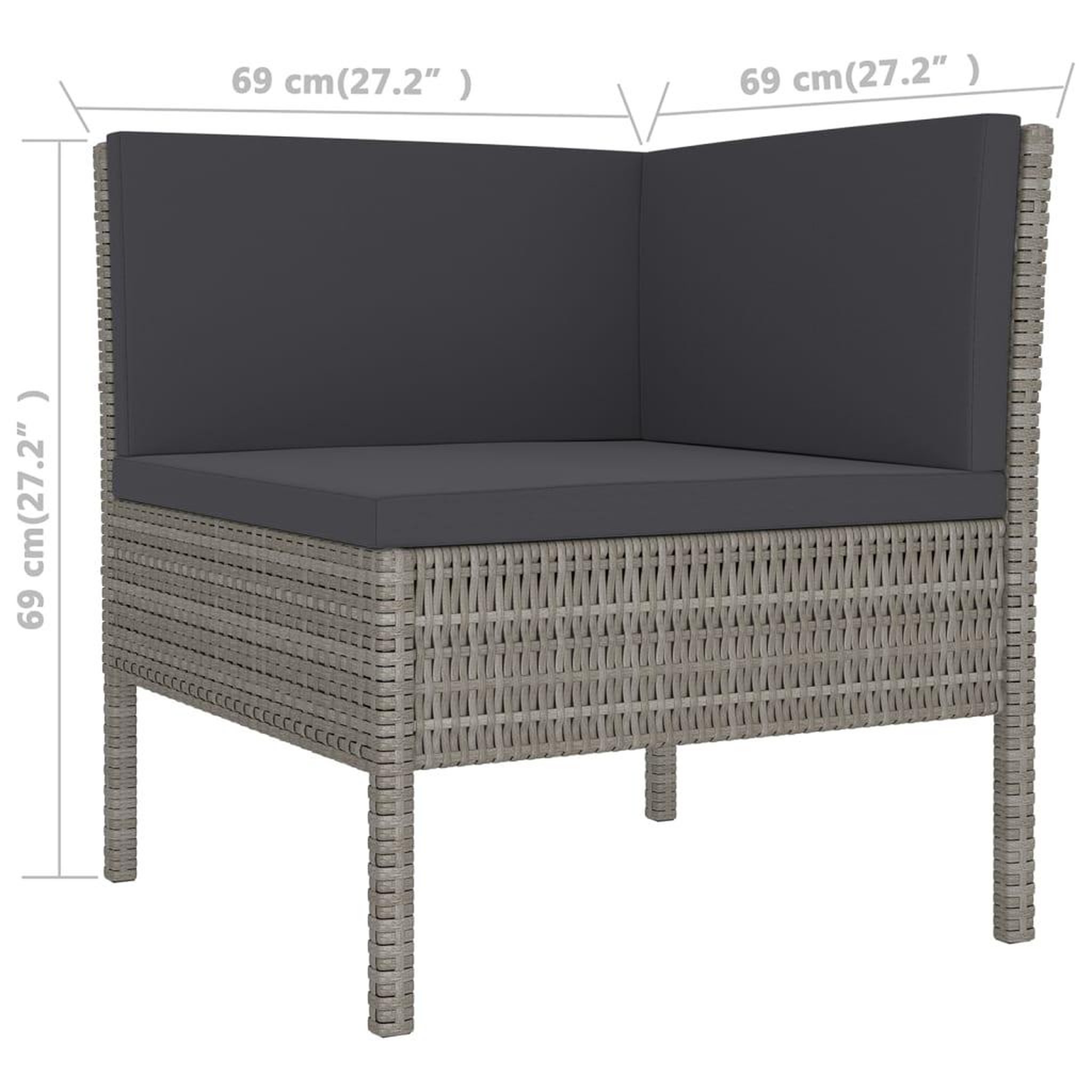 Voir la diapositive 6 : VIDAXL Salon de jardin 9 pcs avec coussins Resine tressee Gris