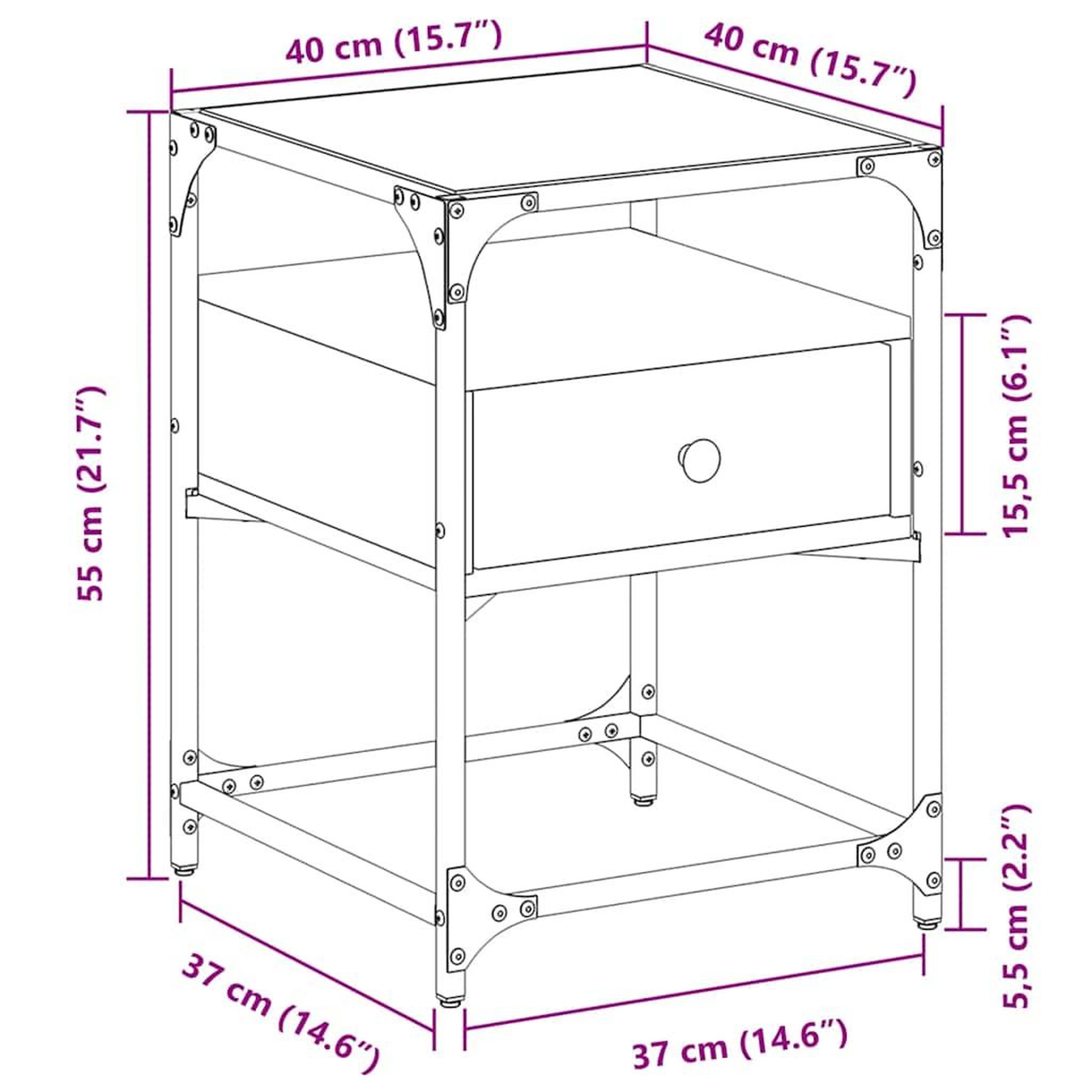 Voir la diapositive 6 : VIDAXL Tables de chevet 2 pcs chene sonoma 40x40x55 cm bois ingenierie