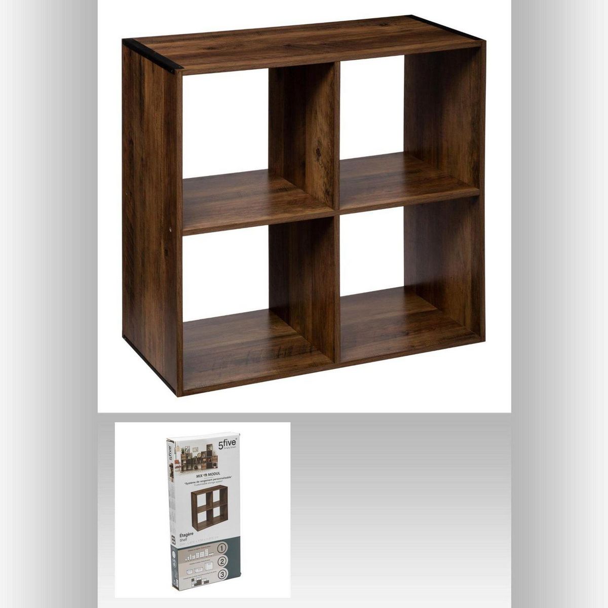 ATMOSPHERA Etagère 4 Cases Mix type Indus - P. 32 cm x H. 67,5 cm - Marron