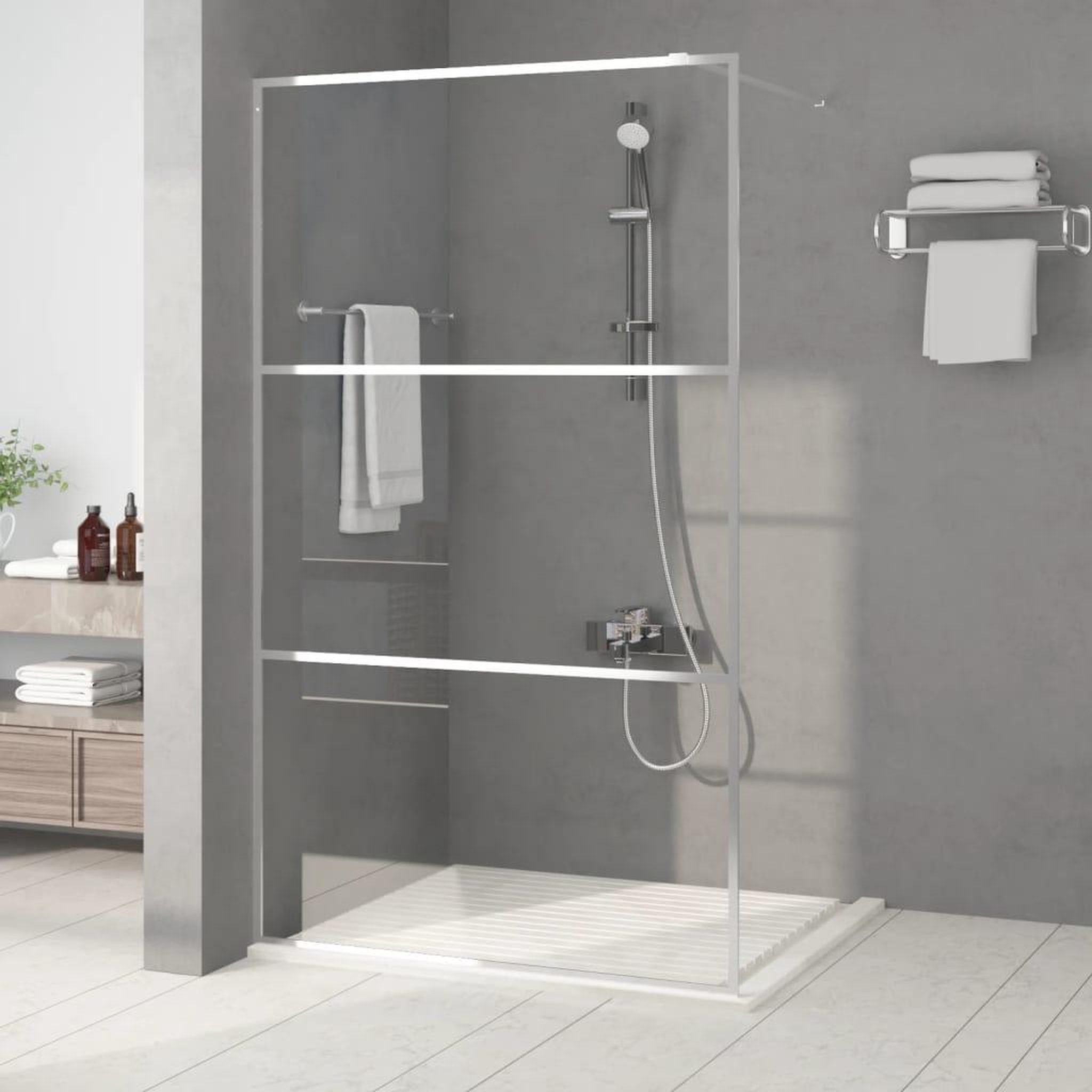VIDAXL Paroi de douche Argente 115x195 cm Verre ESG transparent