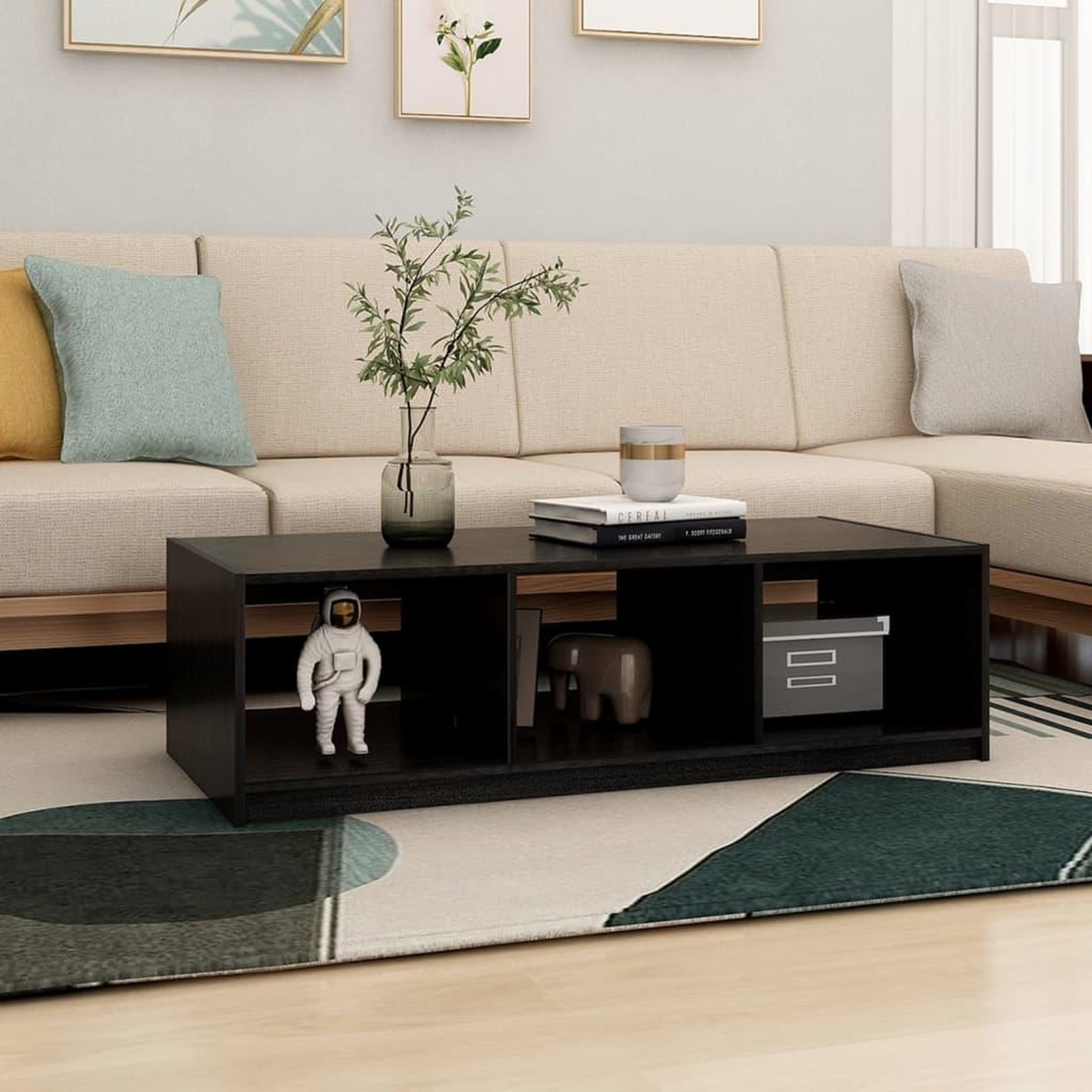 Voir la diapositive 3 : VIDAXL Table basse noir 110x50x34 cm bois de pin massif