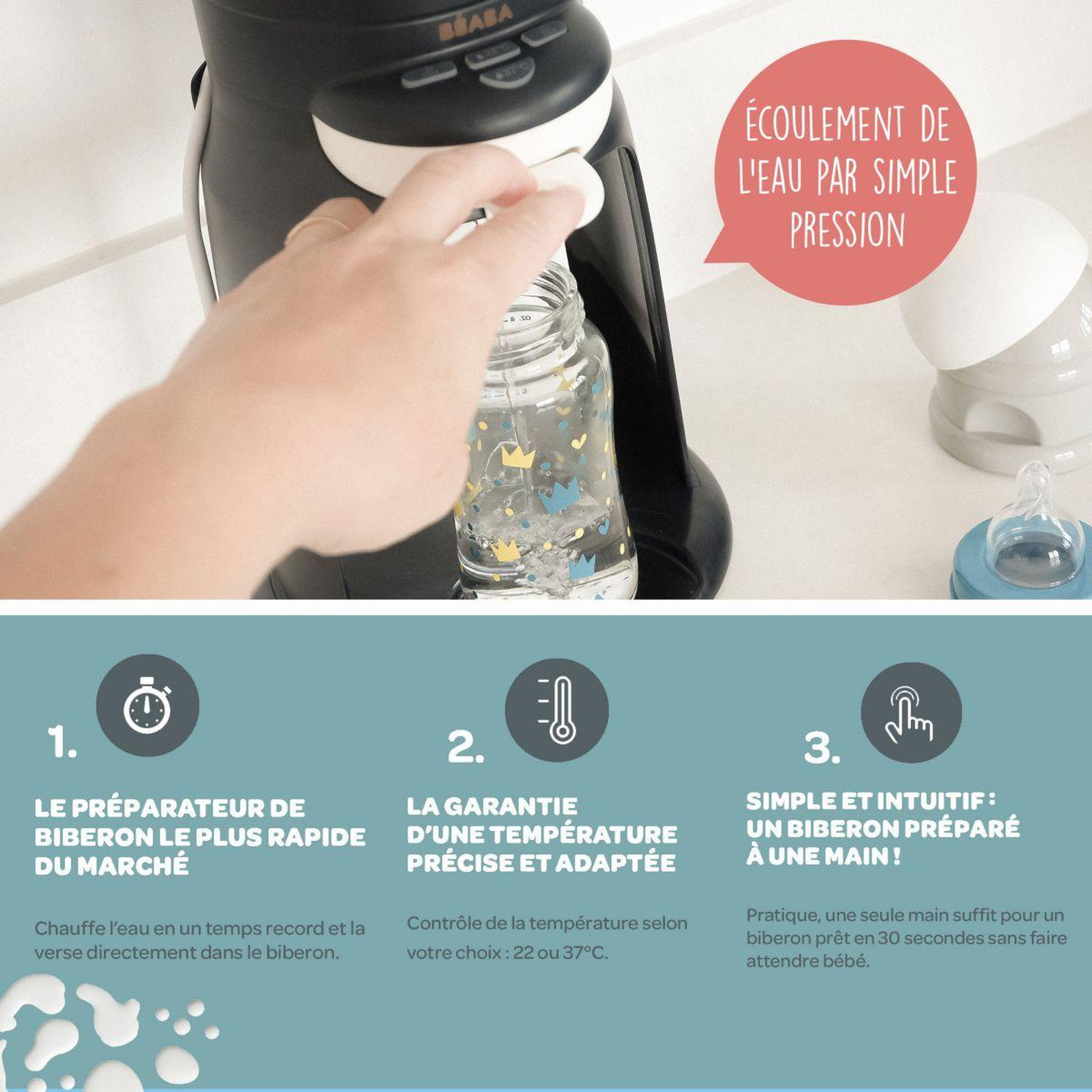 Voir la diapositive 3 : BEABA Préparateur biberon bib expresso new nightblue