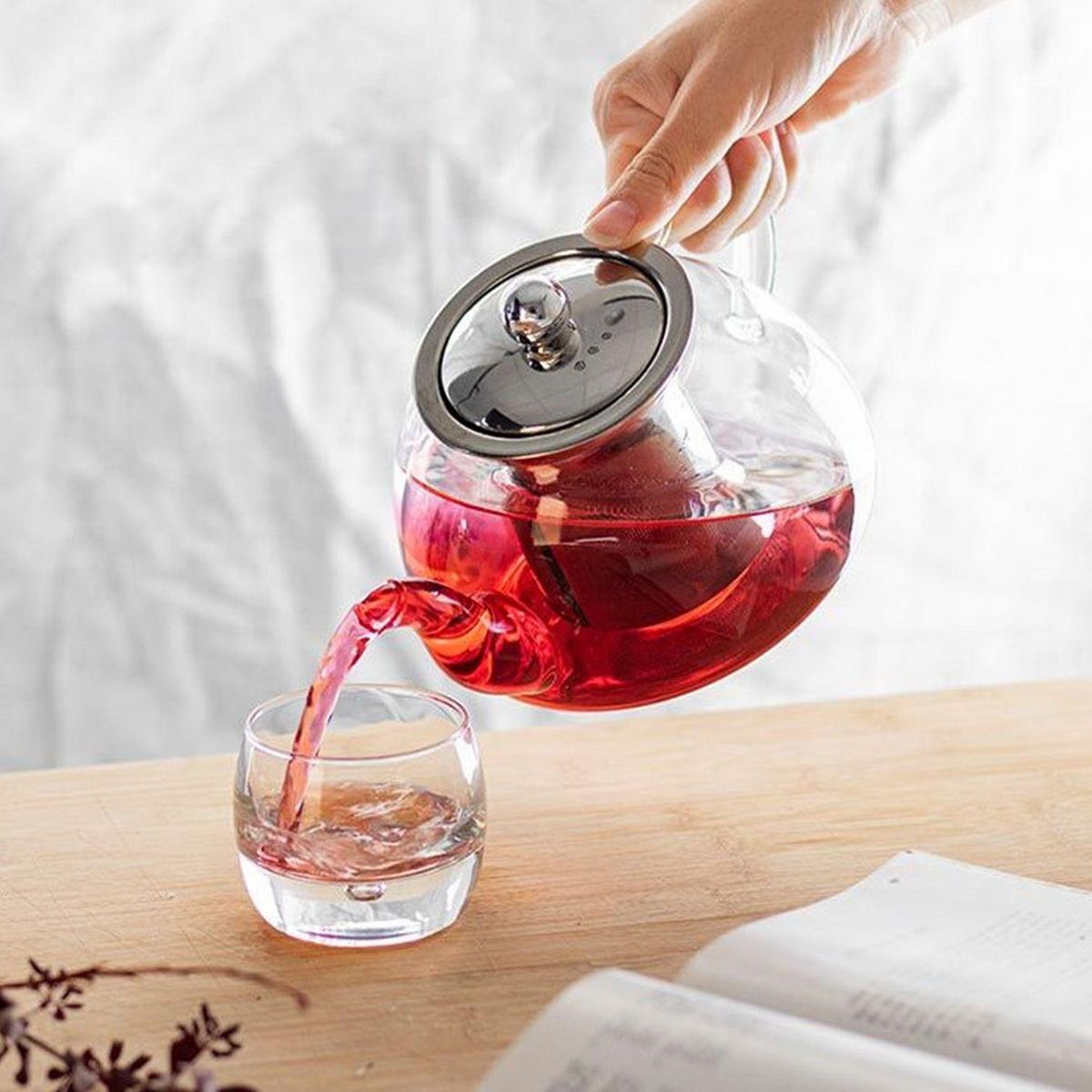 Aromandise Théière en verre avec filtre en inox - 0,8 L