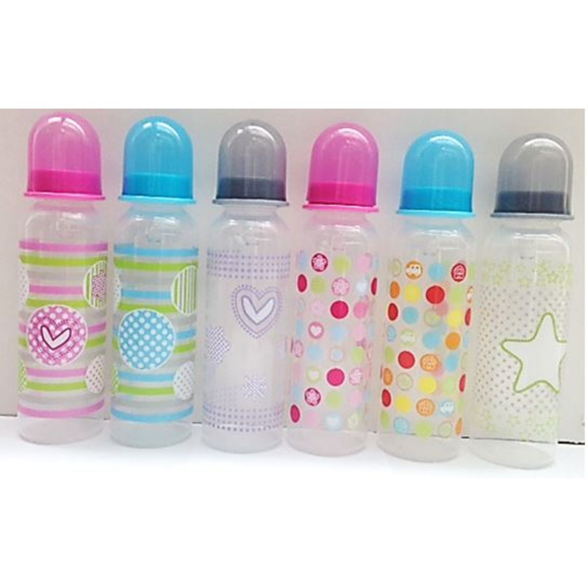 AUCHAN BABY Lot de 6 biberons 325ml col étroit