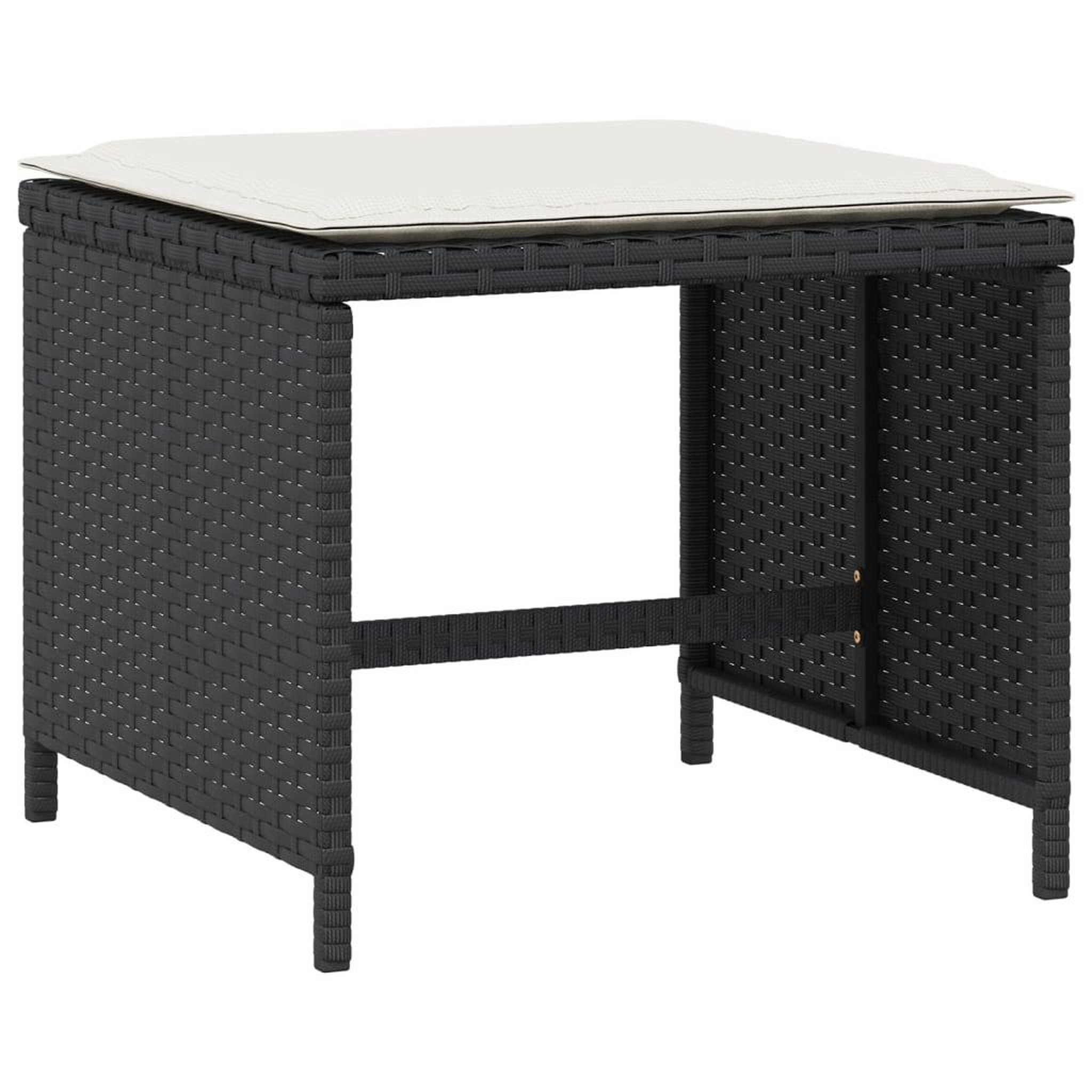Voir la diapositive 3 : VIDAXL Tabourets de jardin et coussins lot de 4 noir 40x40x35 cm rotin