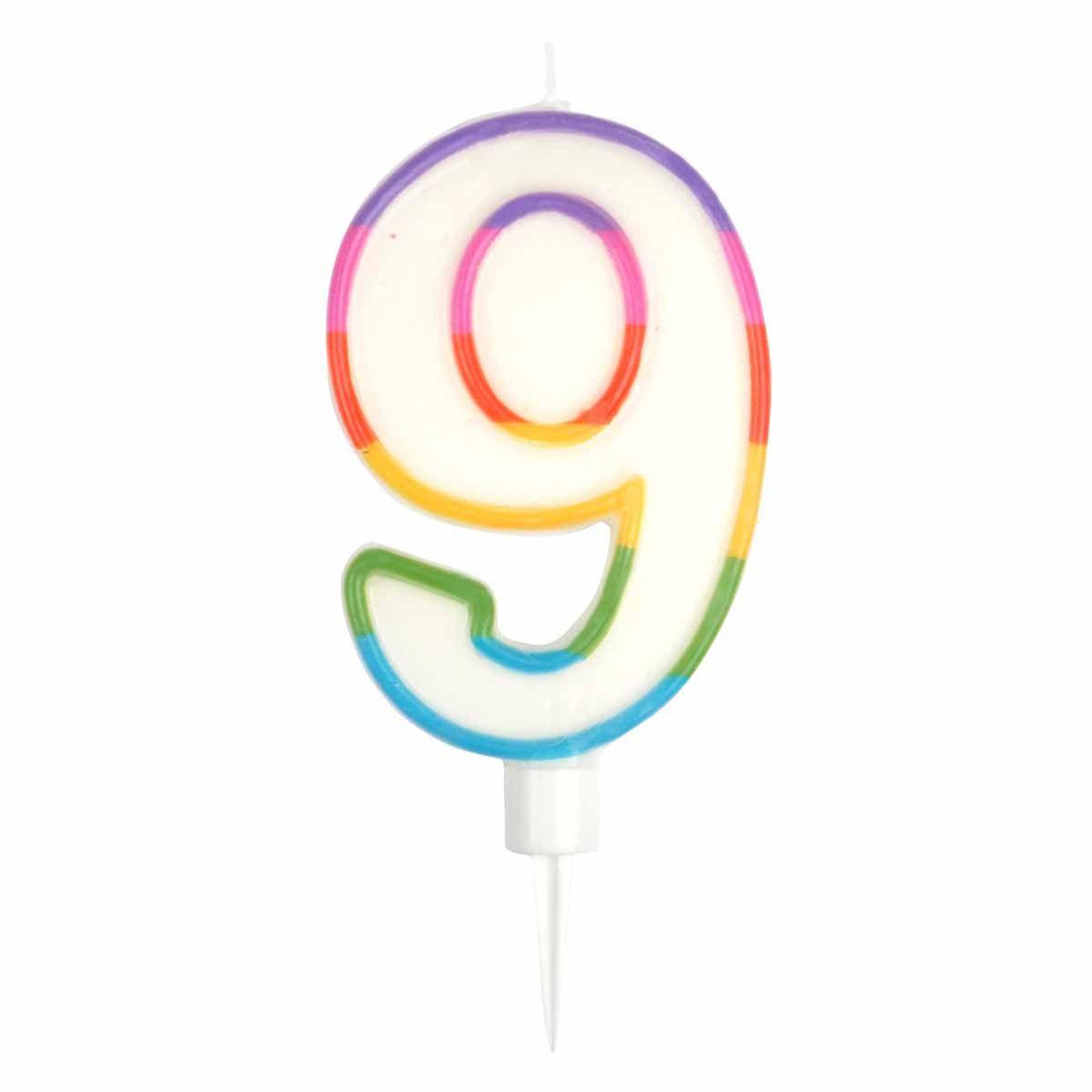 HOMEA Bougie d'Anniversaire  Chiffre 9  10cm Multicolore