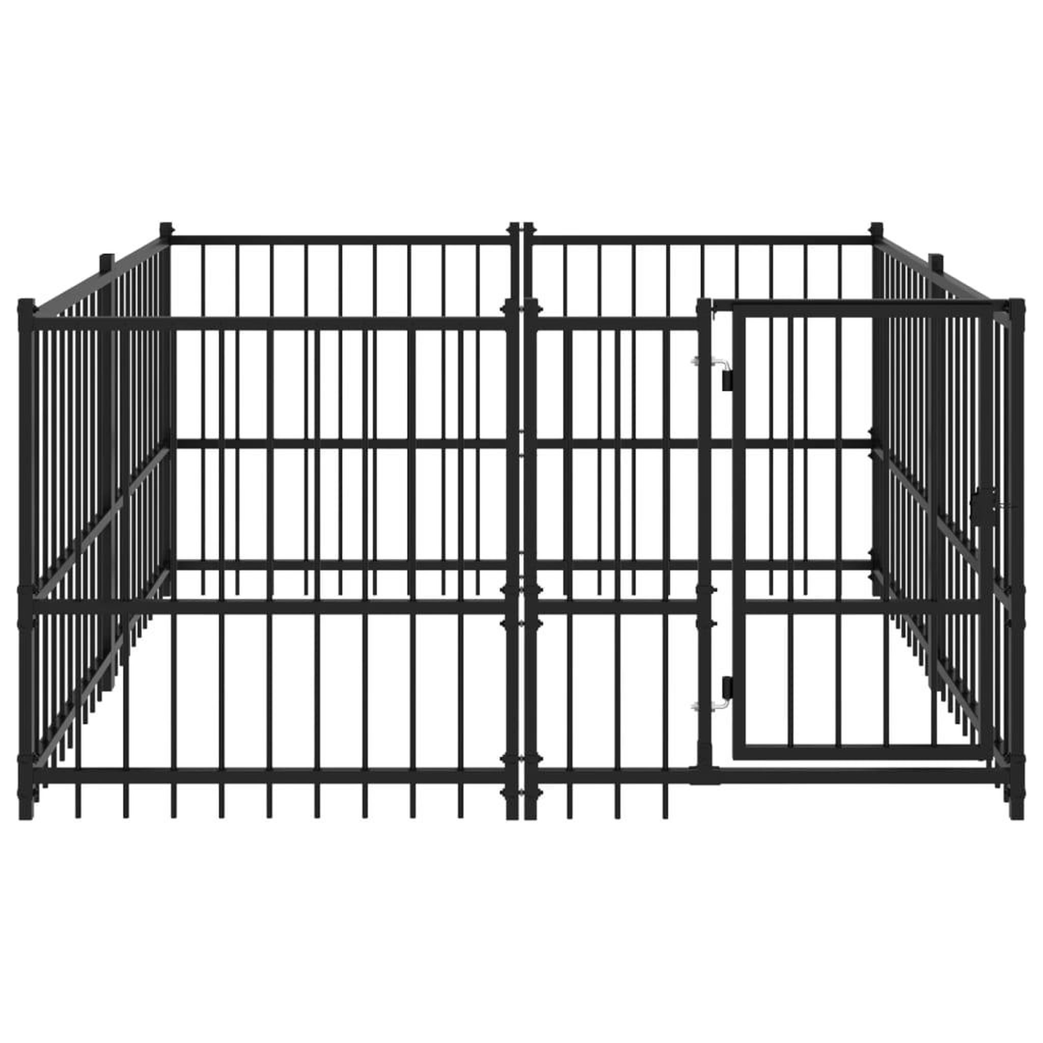 Voir la diapositive 3 : VIDAXL Chenil d'exterieur pour chiens Acier 3,75 m^2