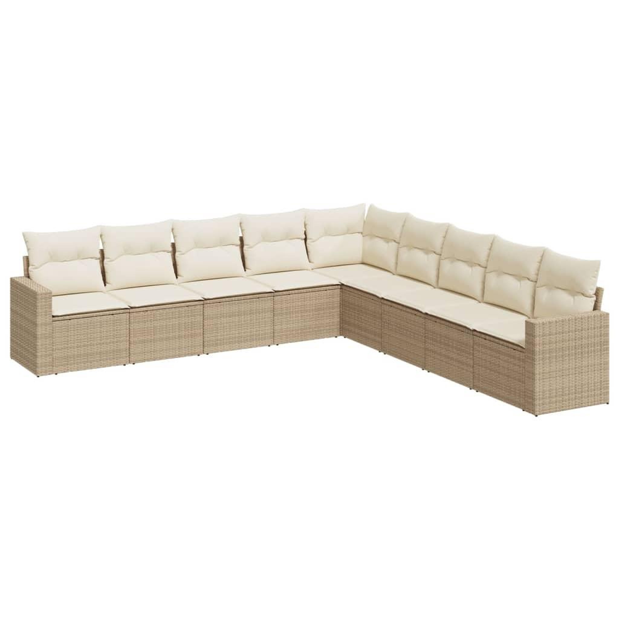 Voir la diapositive 2 : VIDAXL Salon de jardin avec coussins 9 pcs beige resine tressee