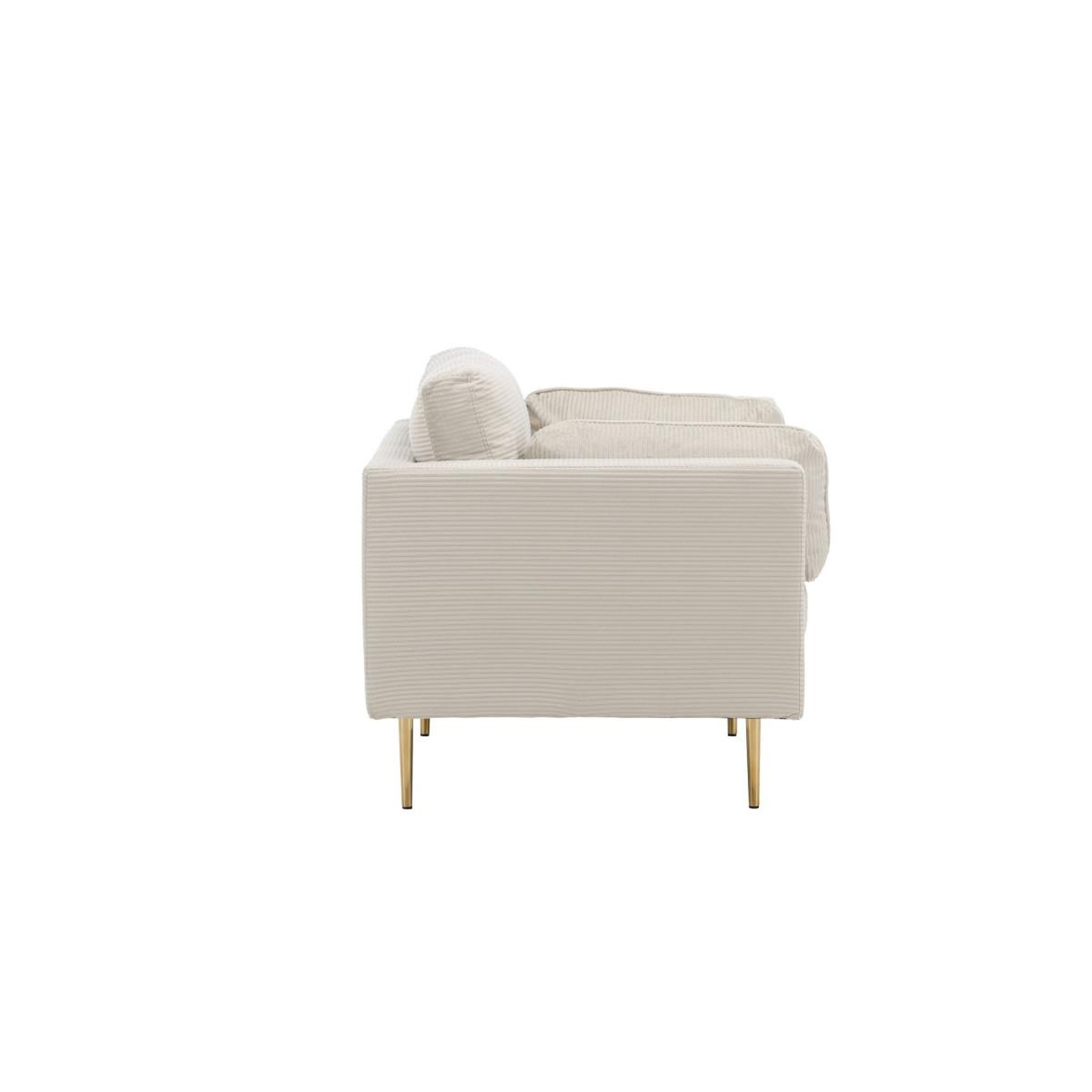 Voir la diapositive 3 : Paris Prix Fauteuil design velours côtelé  boom  110cm beige clair