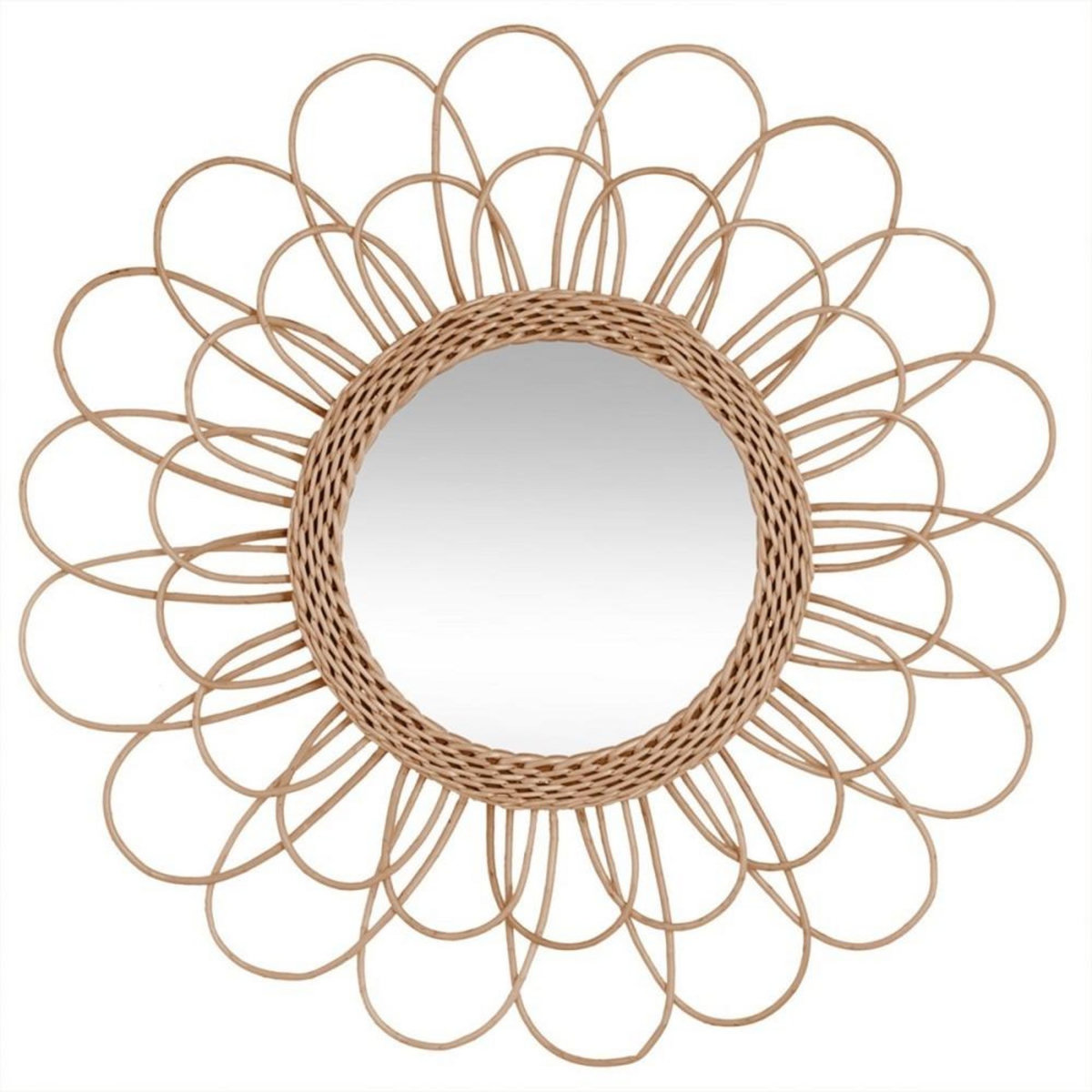ATMOSPHERA Miroir en rotin fleur D 56 cm