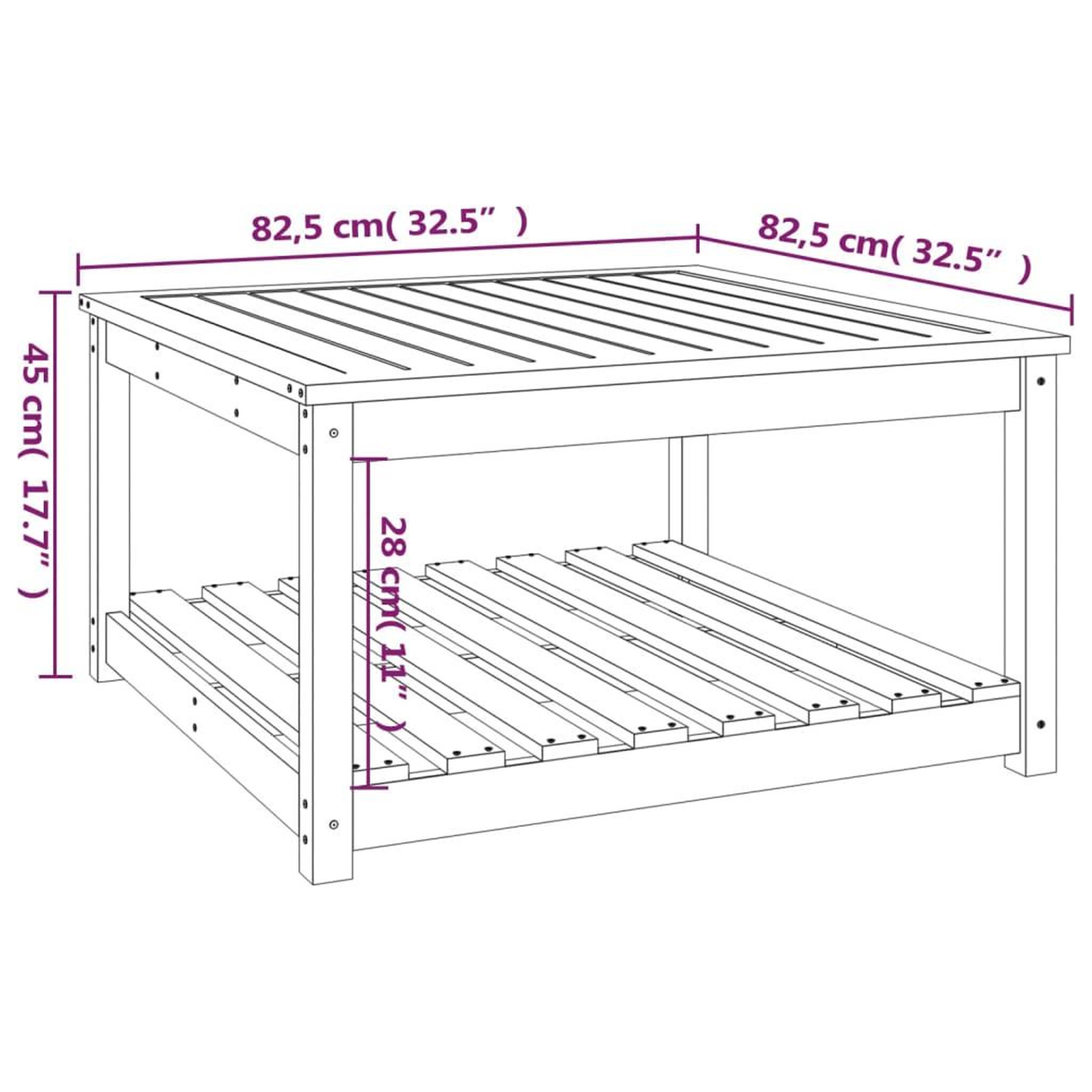 Voir la diapositive 6 : VIDAXL Table de jardin 82,5x82,5x45 cm bois massif de douglas