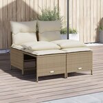 VIDAXL Salon de jardin avec coussins 4 pcs beige resine tressee