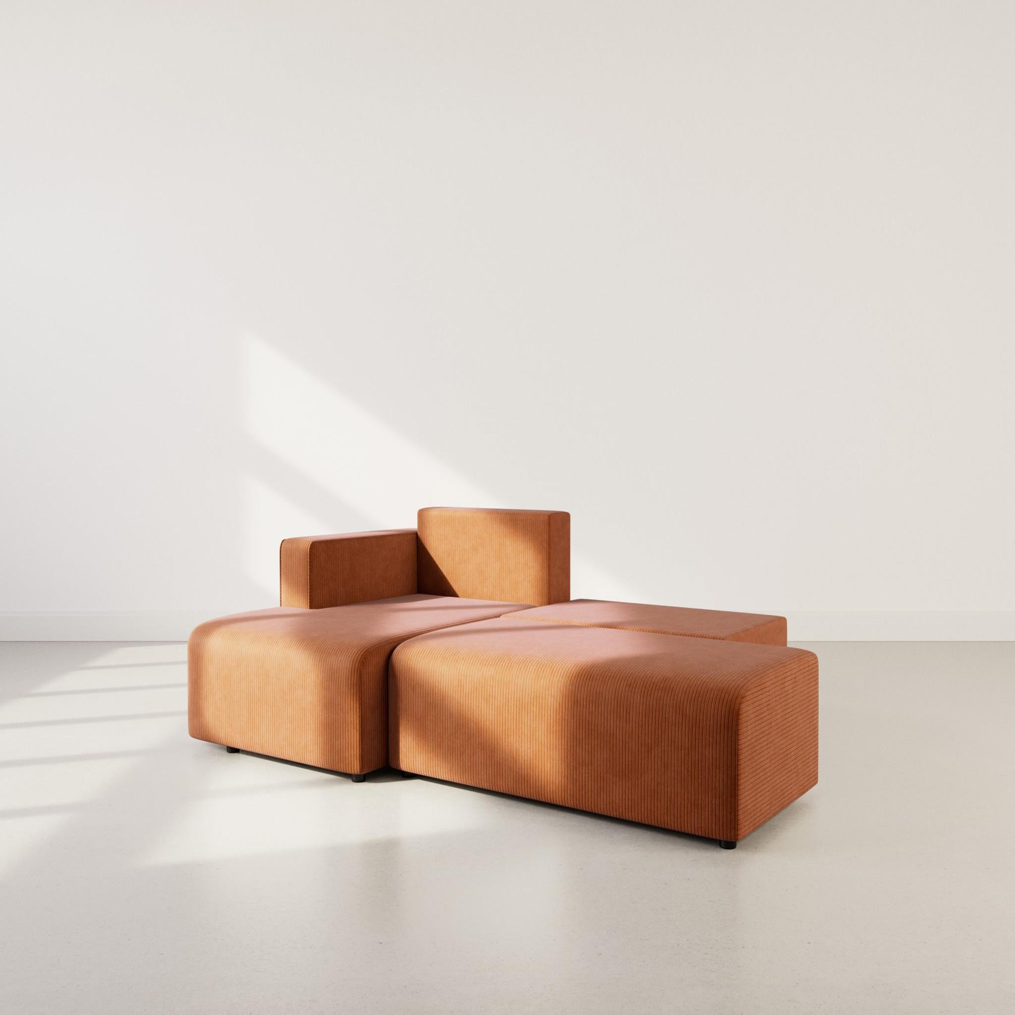 Voir la diapositive 2 : BEST MOBILIER Topaze - canapé d'angle gauche 4 places convertible avec coffre en velours côtelé