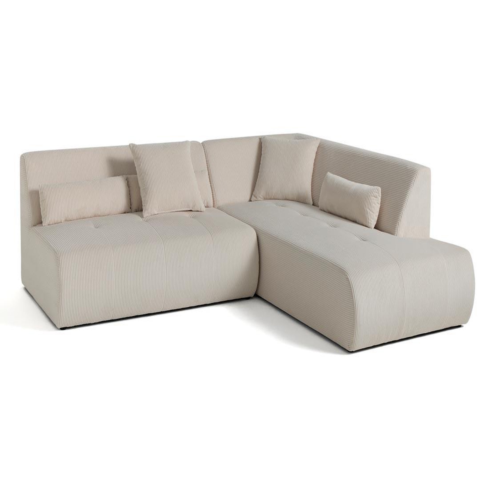 Voir la diapositive 2 : LISA DESIGN Onyx - canapé modulable d'angle droit - 5 places - en velours côtelé