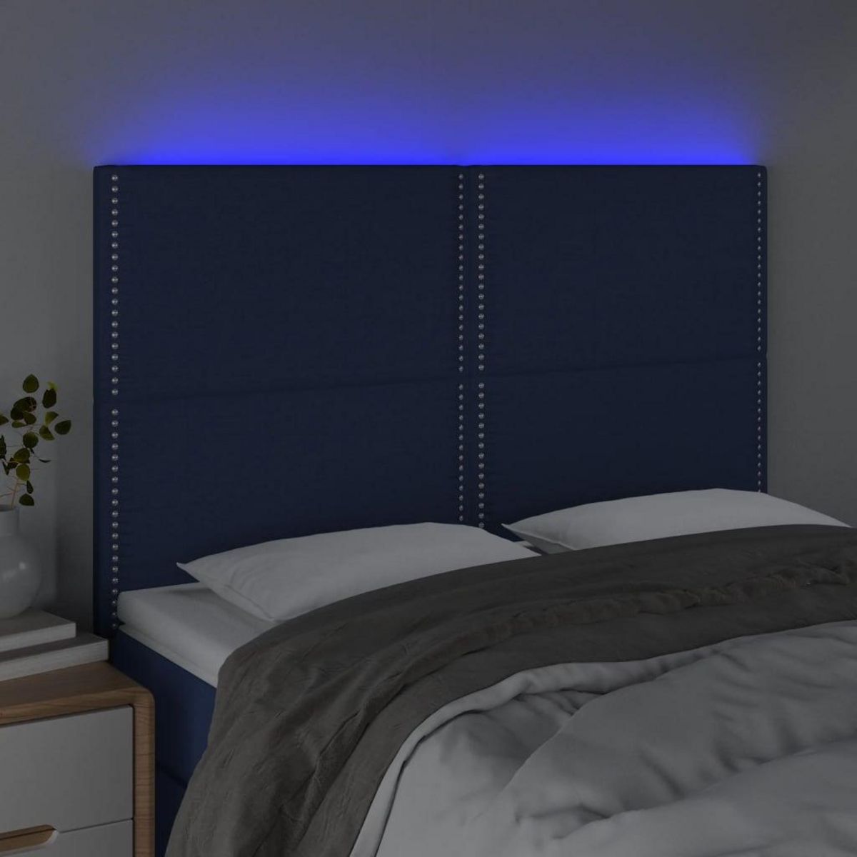 VIDAXL Tete de lit a LED Bleu 144x5x118/128 cm Tissu