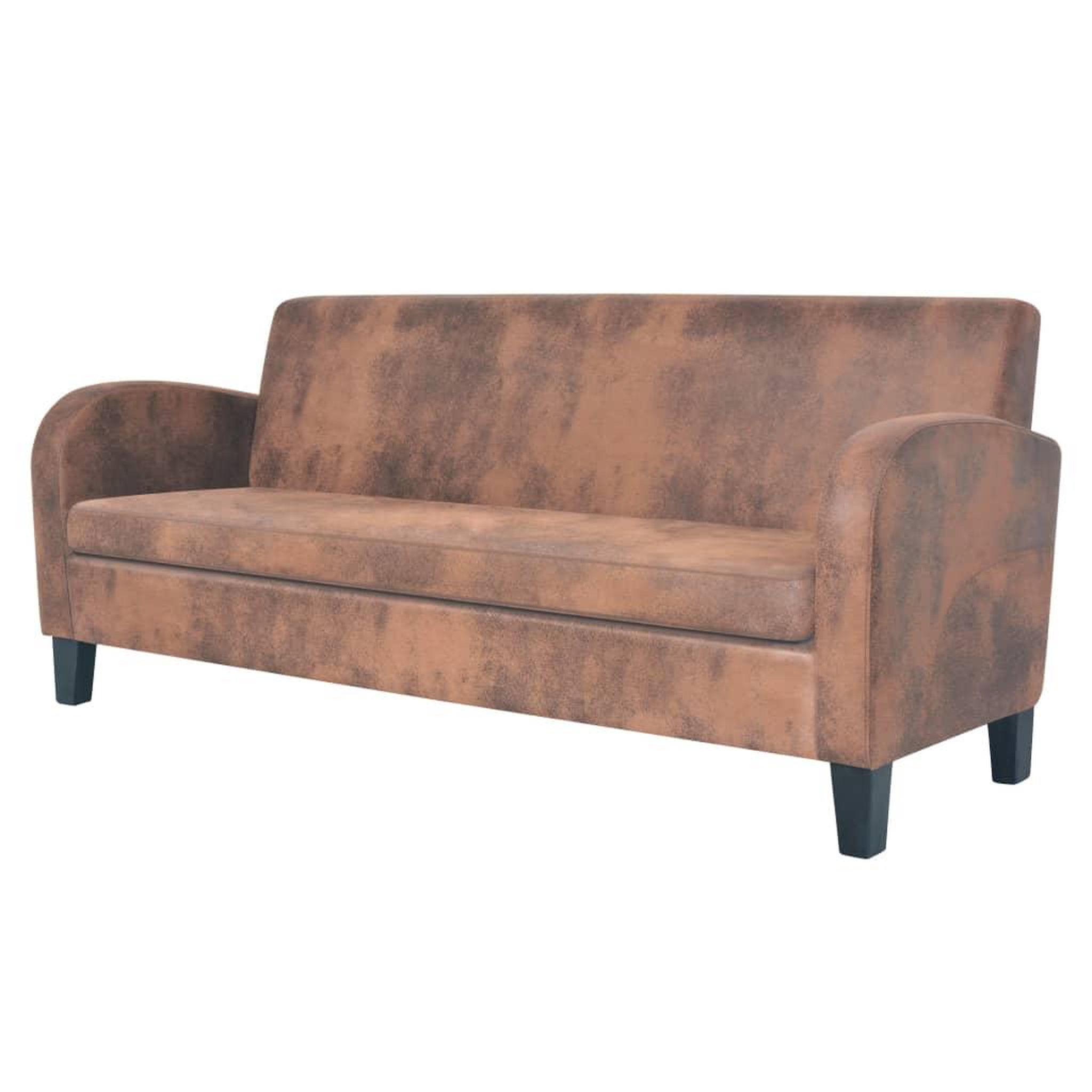 Voir la diapositive 1 : VIDAXL Canape a 3 places Daim synthetique Marron
