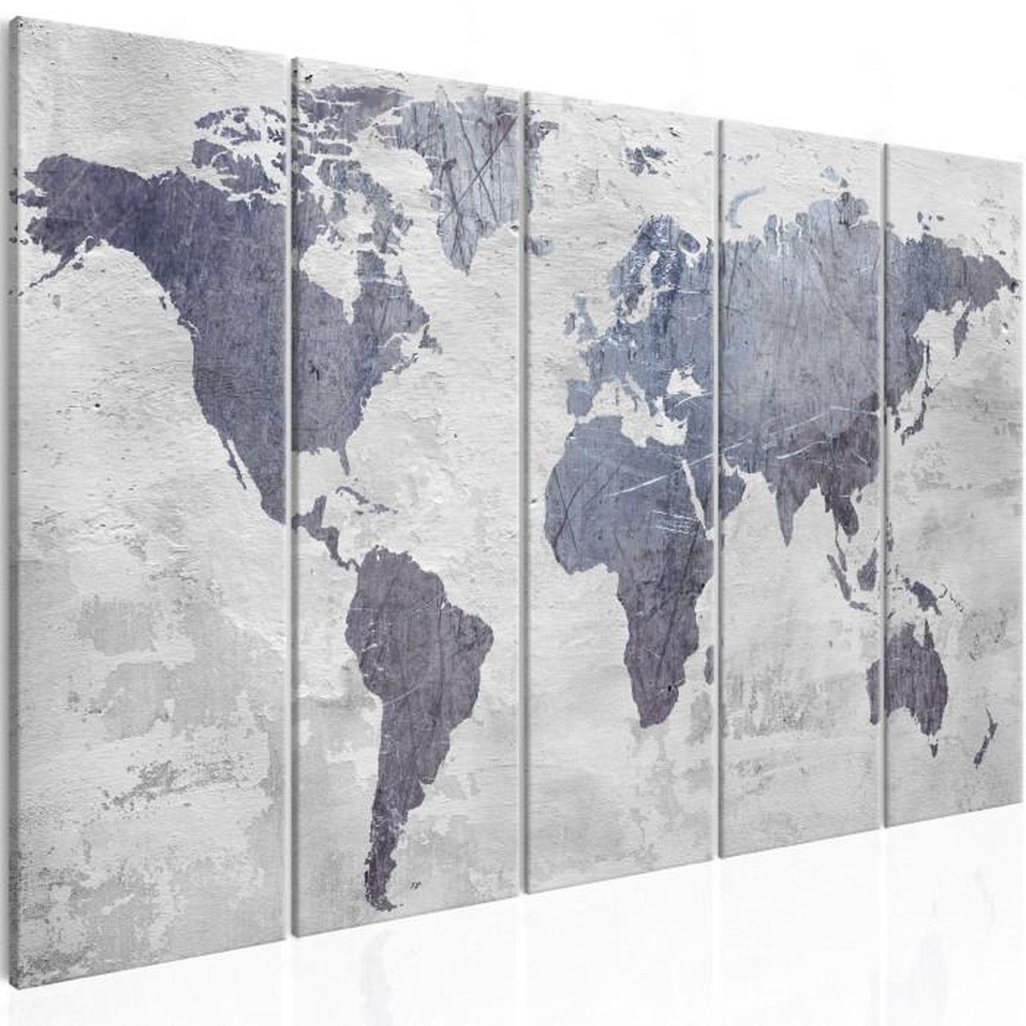 Paris Prix Tableau 5 Panneaux  Concrete World Map Narrow. Coloris disponibles : Multicolore