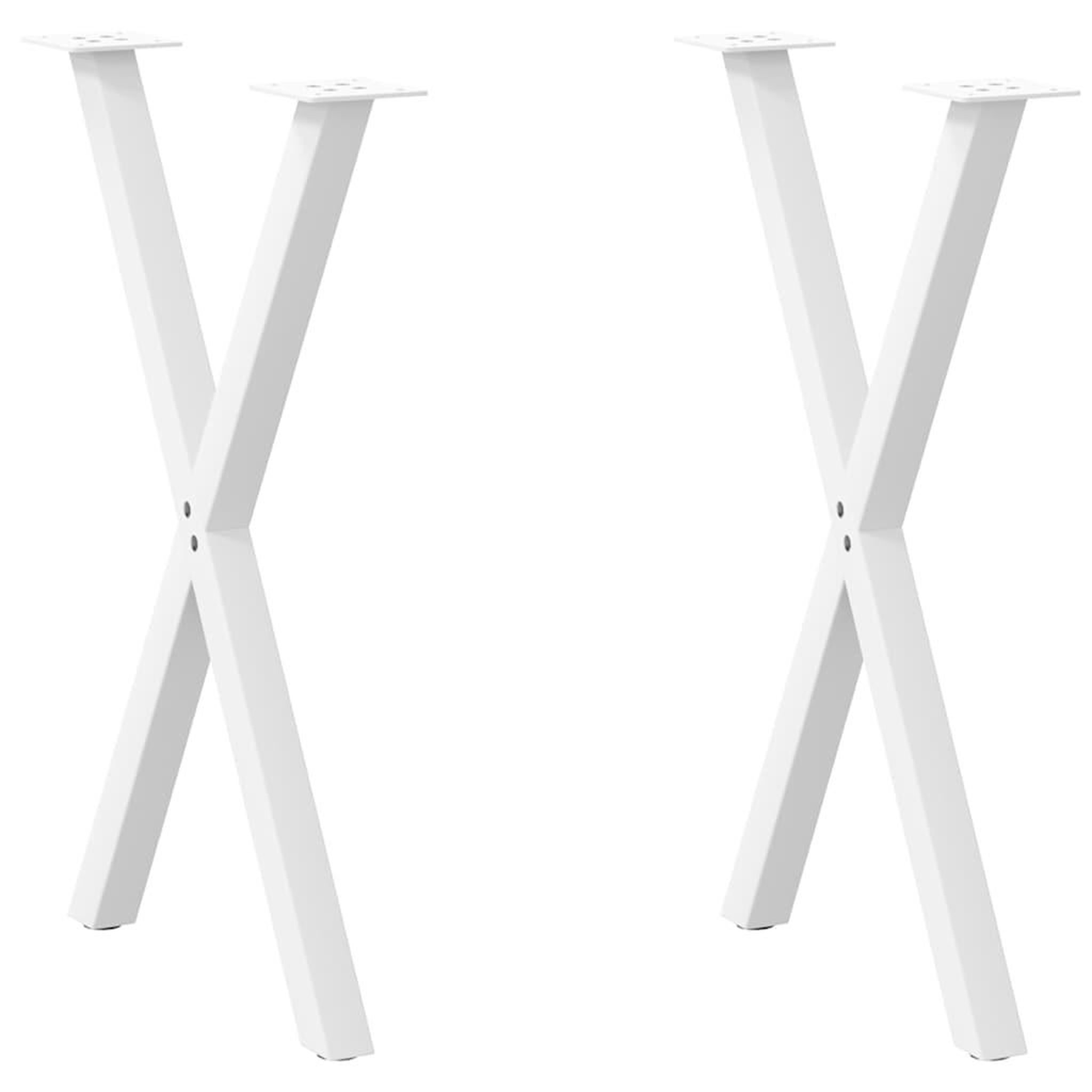 VIDAXL Pieds de table a manger forme de X 2 pcs blanc 57x(72-73) cm