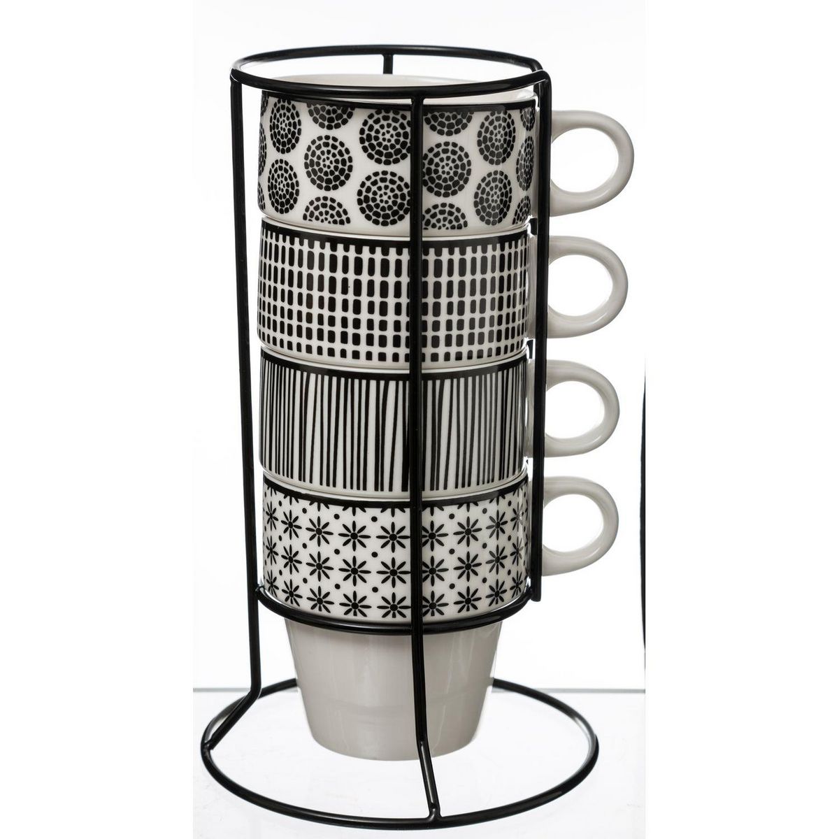 ATMOSPHERA 4 Mugs avec support Bohemia - Noir et blanc