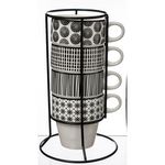 ATMOSPHERA 4 Mugs avec support Bohemia - Noir et blanc