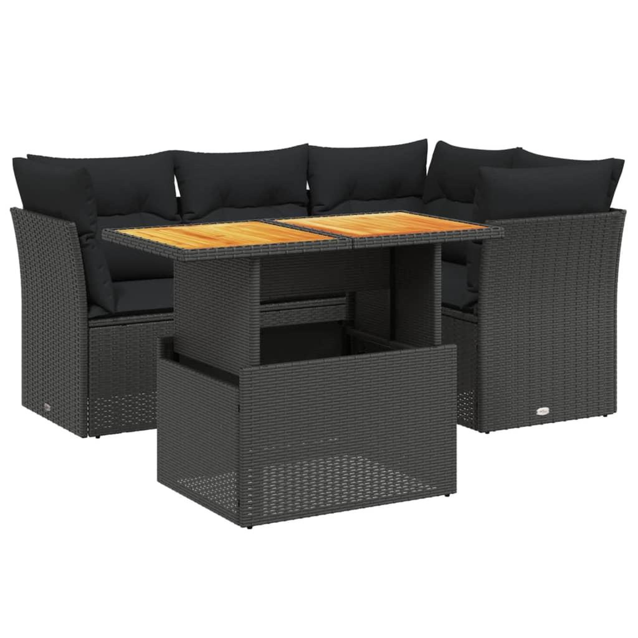 Voir la diapositive 2 : VIDAXL Salon de jardin 5 pcs avec coussins noir resine tressee
