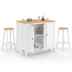 ID MARKET Ensemble table de bar îlot Achille et 2 tabourets bois blanc plateau façon hêtre