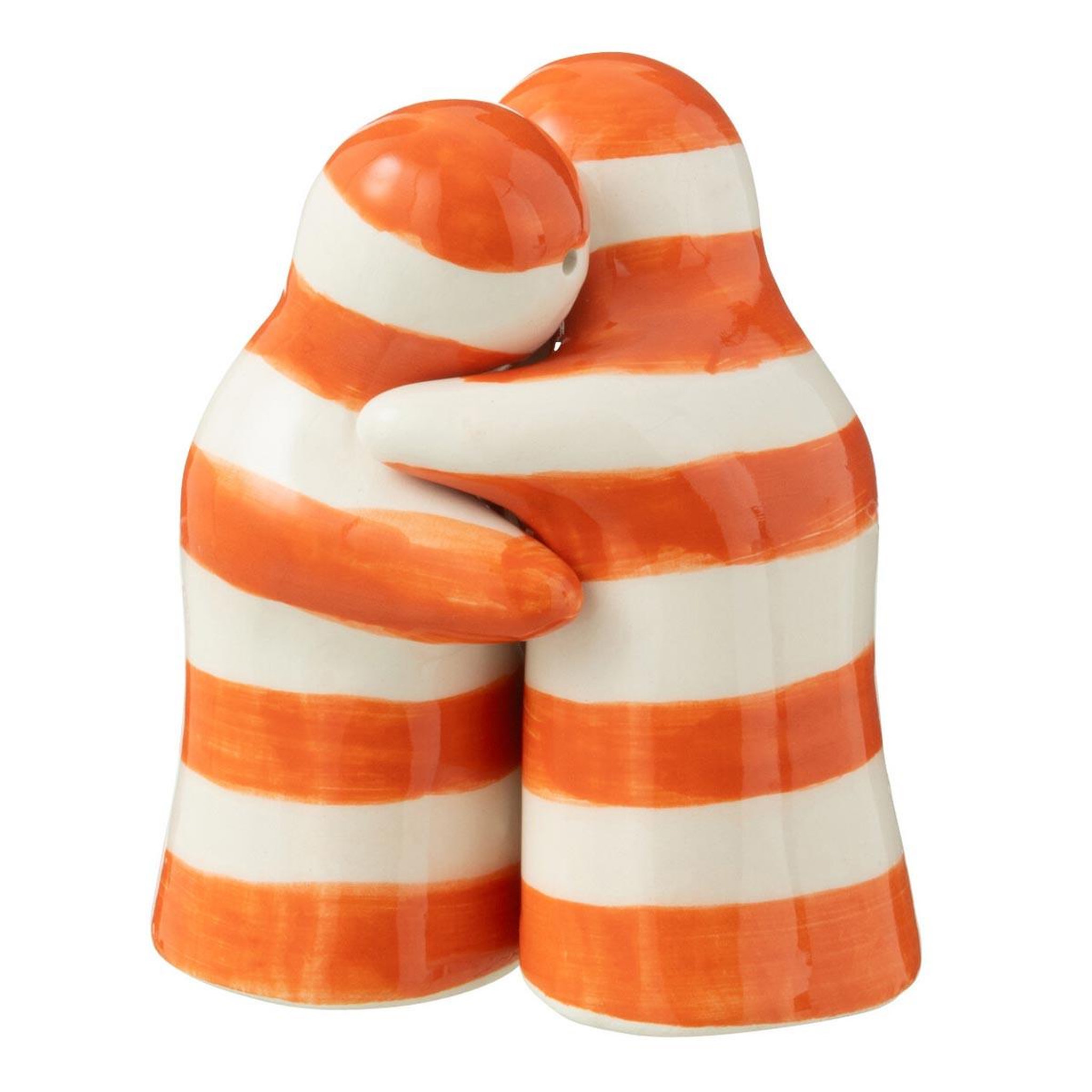 Voir la diapositive 1 : J-LINE Salière & poivrière en céramique  granada rayure  8cm orange