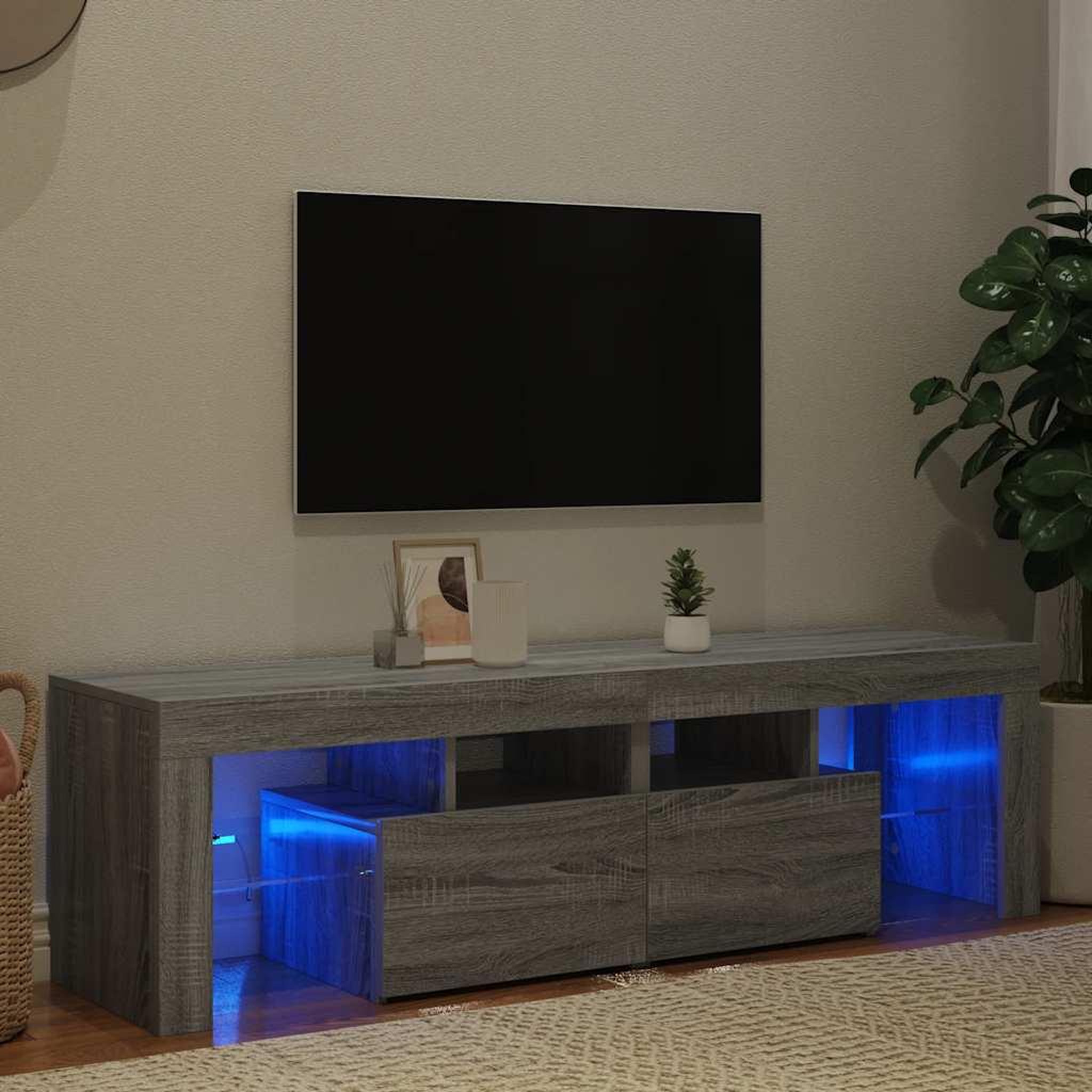 Voir la diapositive 3 : VIDAXL Meuble TV avec lumieres LED Sonoma gris 140x36,5x40 cm