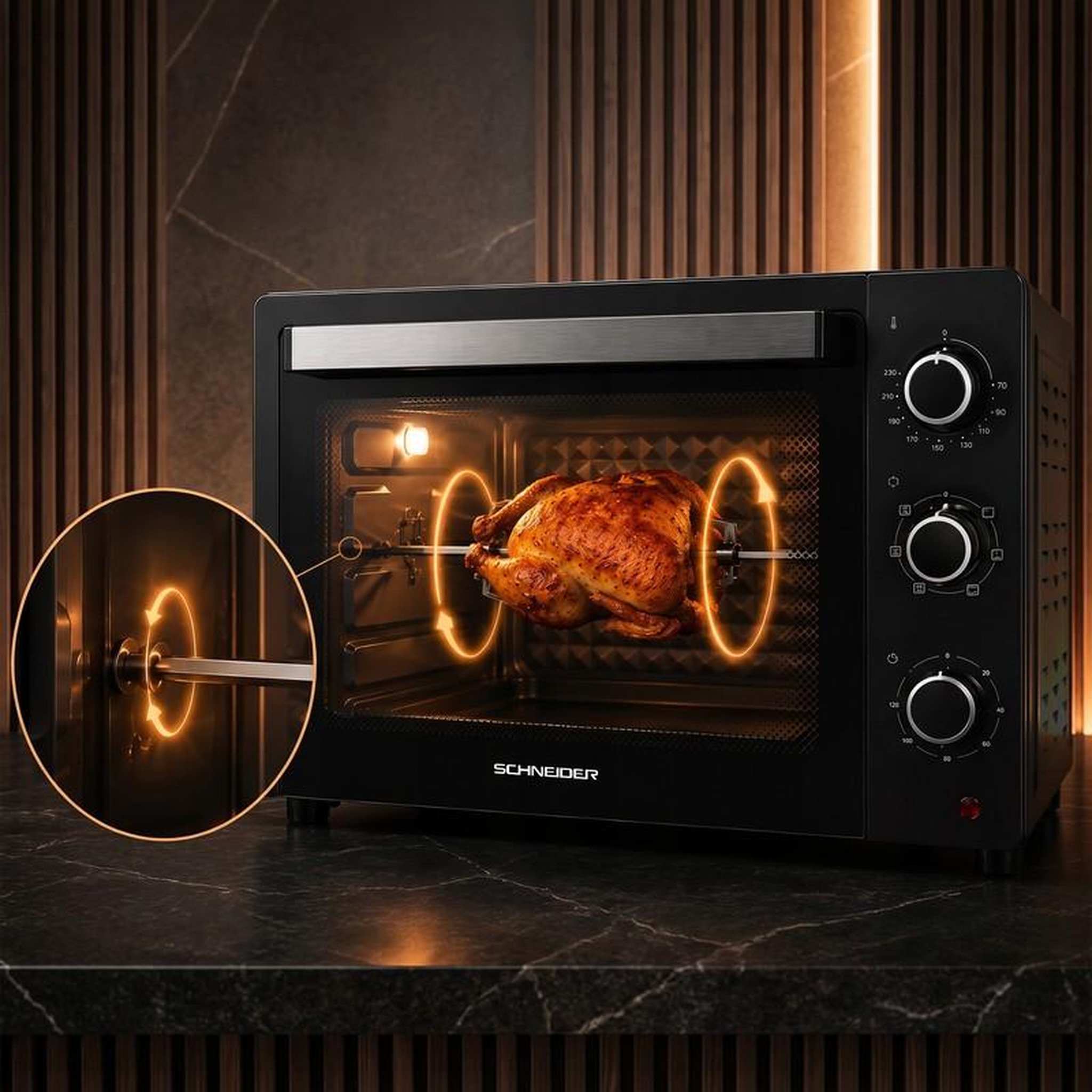 Voir la diapositive 5 : SCHNEIDER Schneider - Sceo2355mfb - Noir - Four électrique 55 L Multifonction - Tournebroche - 1900 W