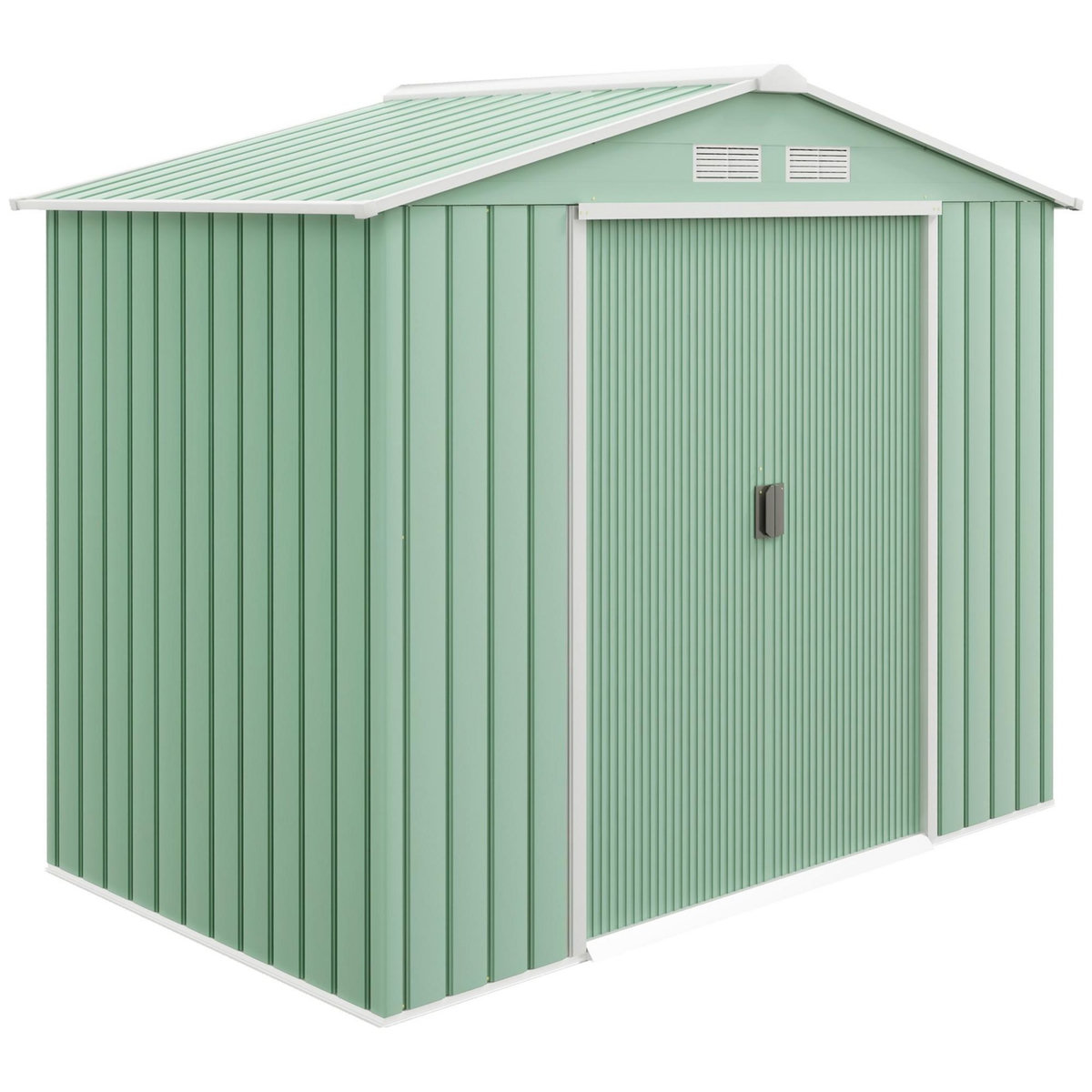 OUTSUNNY Abri de jardin - remise pour outils - cabanon porte verrouillable - dim. 213L x 130l x 185H cm - tôle d'acier vert pastel