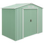 Voir la diapositive 1 : OUTSUNNY Abri de jardin - remise pour outils - cabanon porte verrouillable - dim. 213L x 130l x 185H cm - tôle d'acier vert pastel