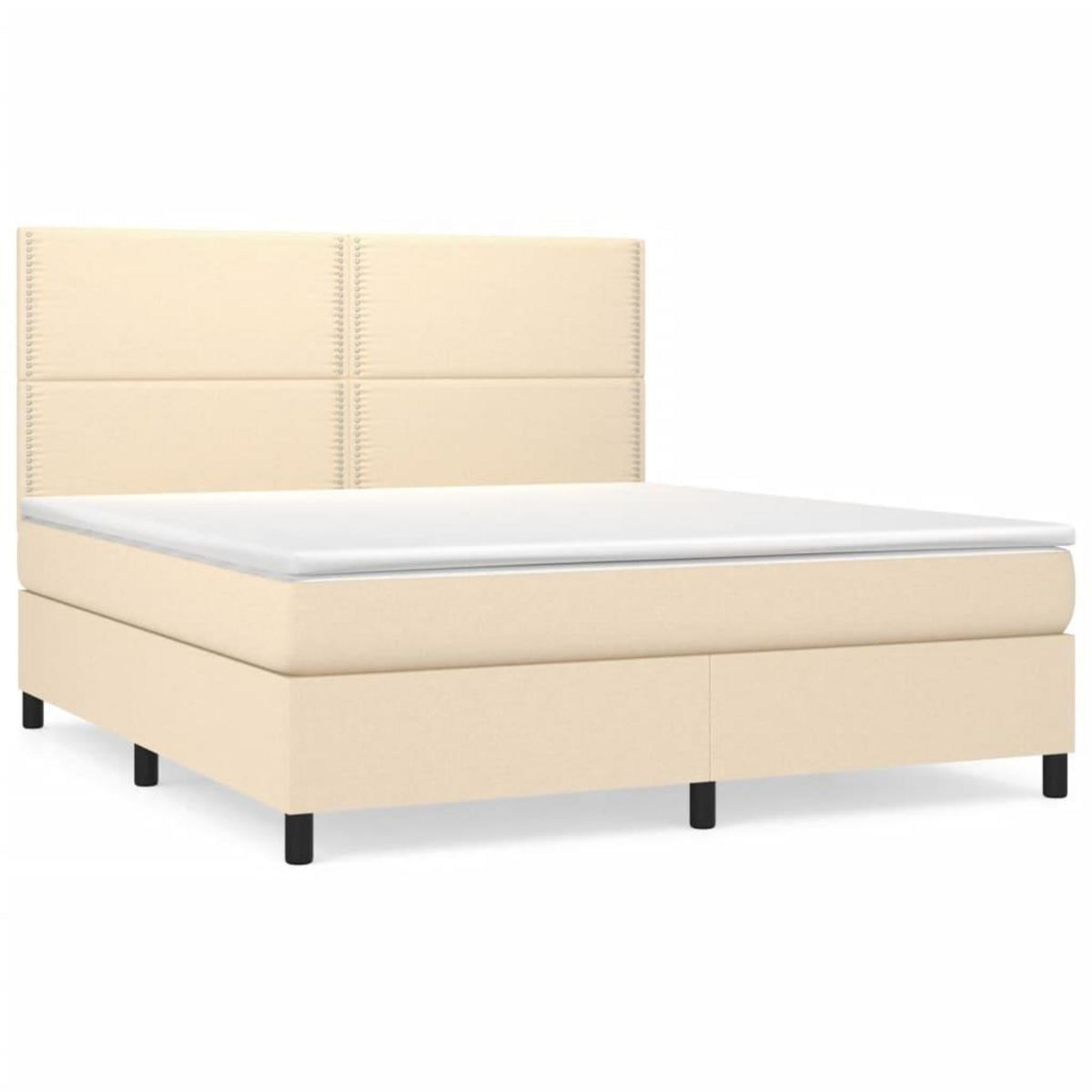 VIDAXL Sommier a lattes de lit avec matelas Creme 180x200 cm Tissu