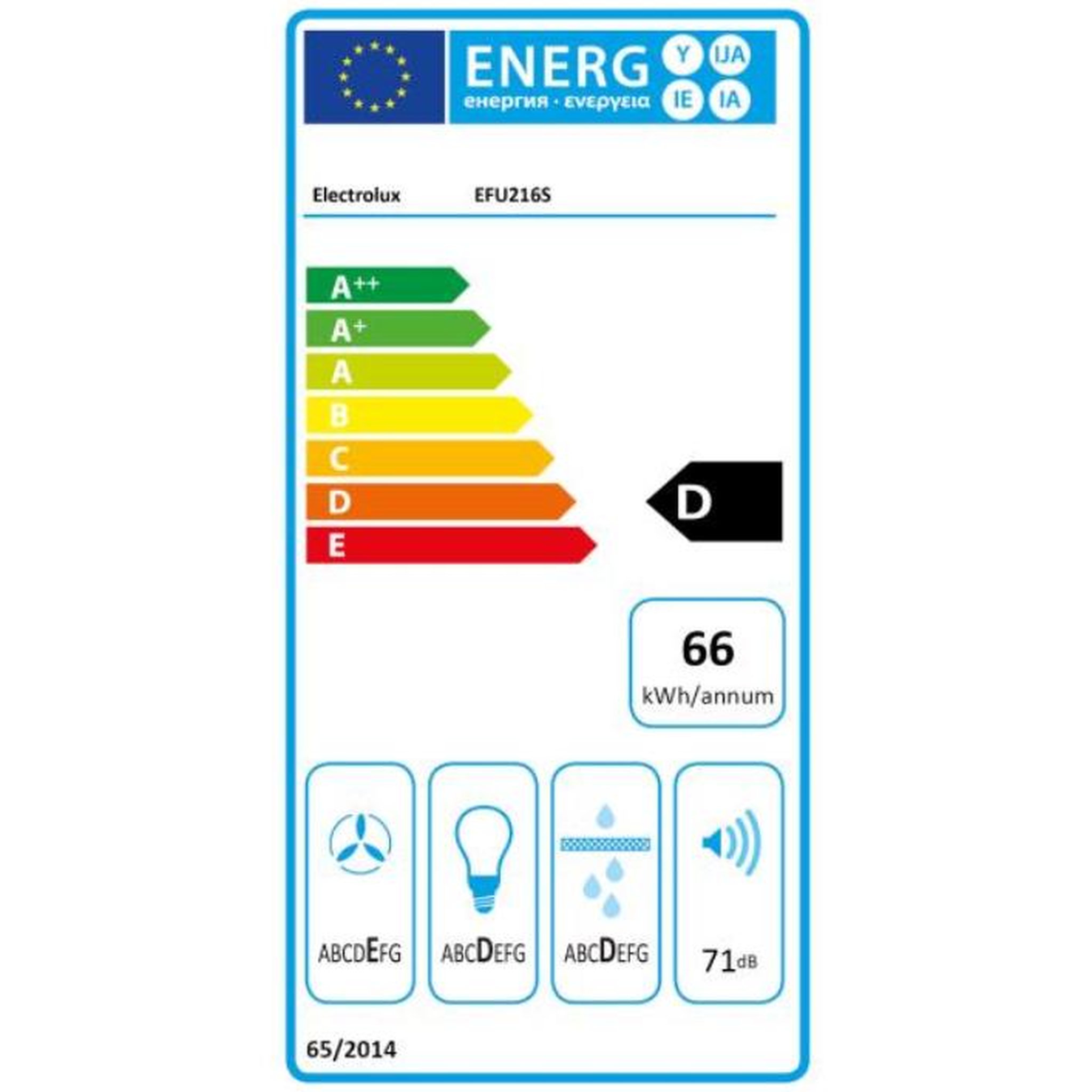 Voir la diapositive 2 : ELECTROLUX Hotte visière 60cm 272m3/h gris - efu216s