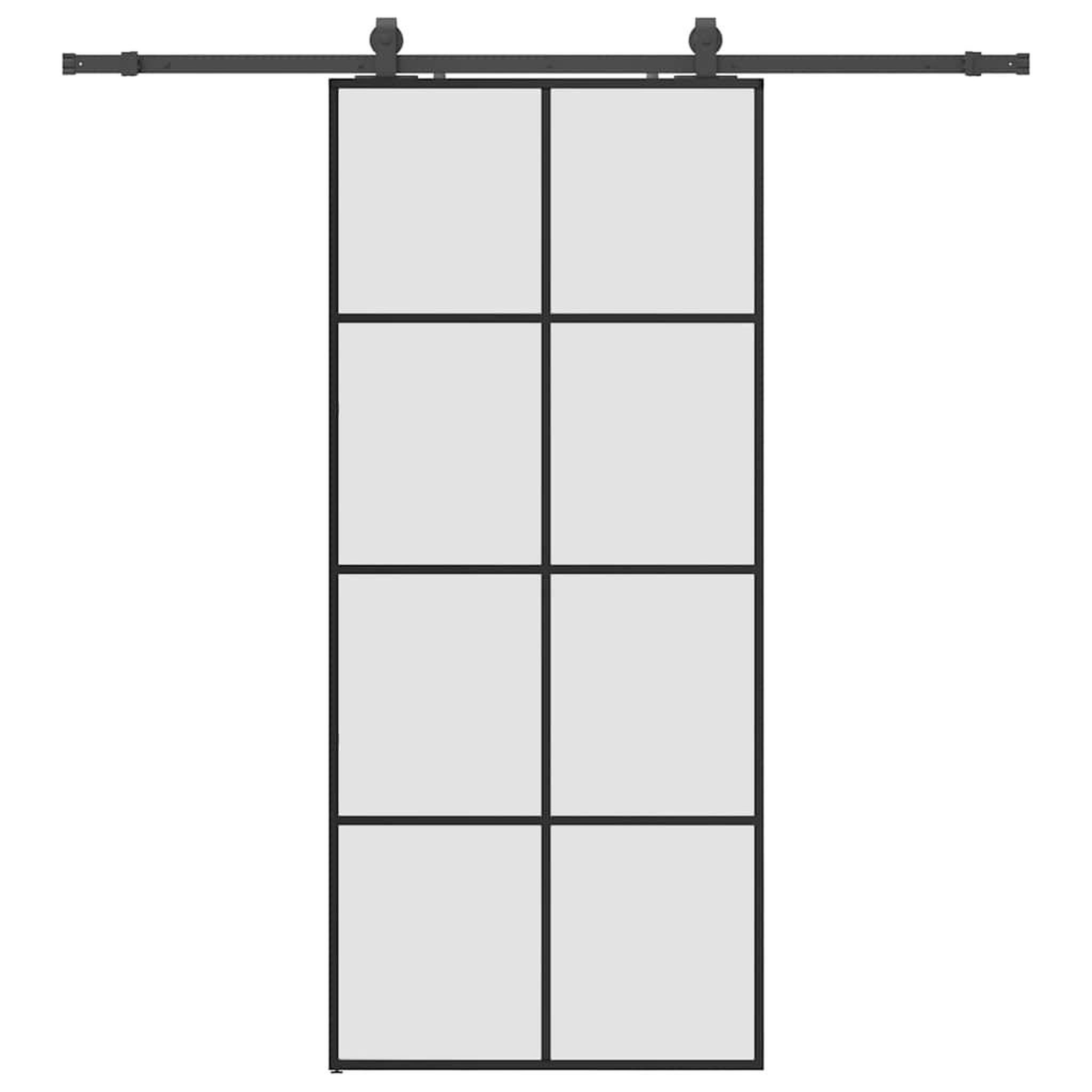 Voir la diapositive 2 : VIDAXL Porte coulissante kit de quincaillerie noir 90x205 cm verre ESG