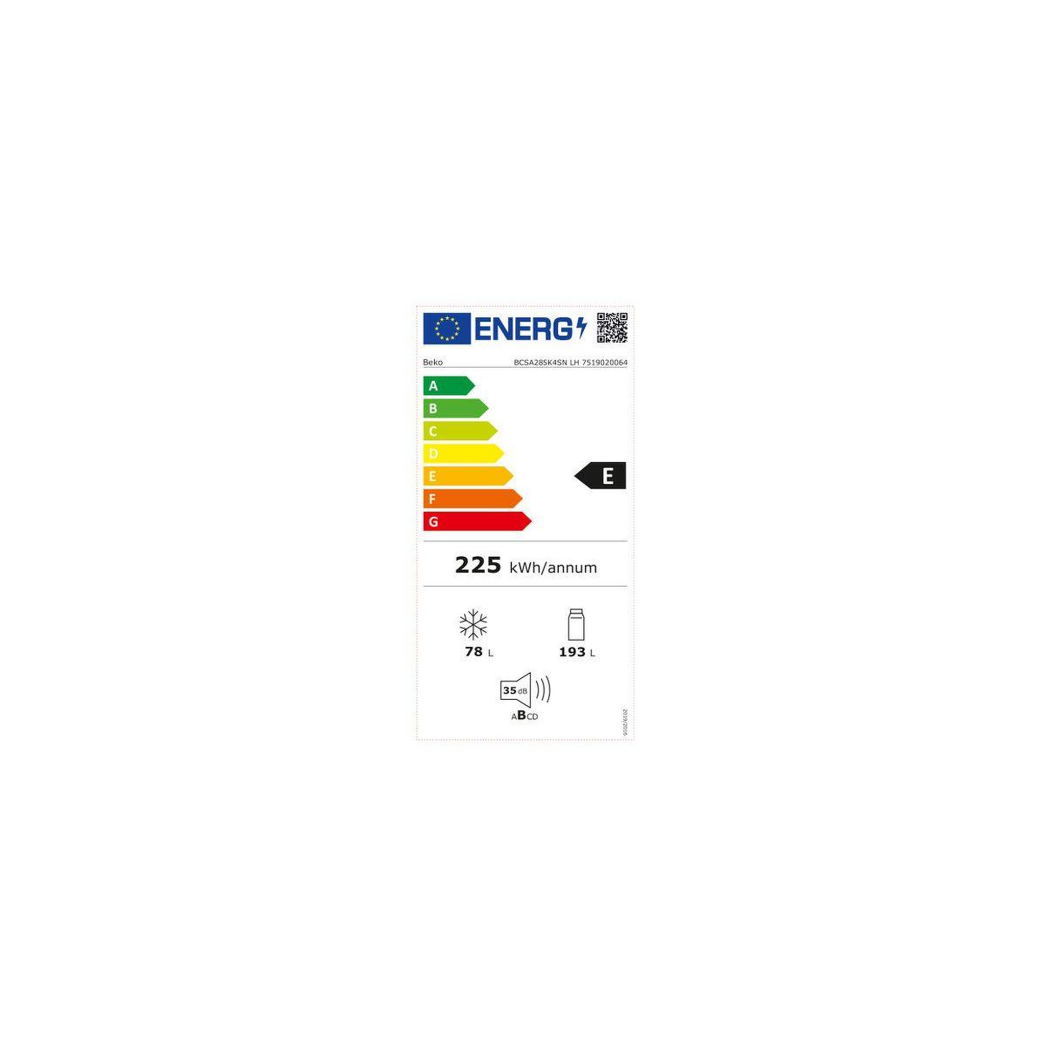 Voir la diapositive 6 : Beko Réfrigérateur combiné bcsa285k4snlh