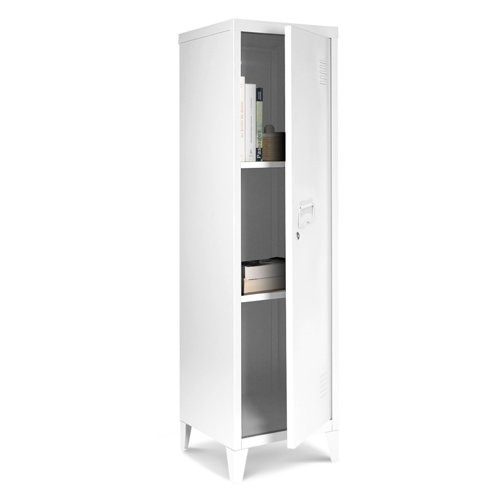 Voir la diapositive 4 : ID MARKET Armoire vestiaire ester 1 porte métal blanc design industriel
