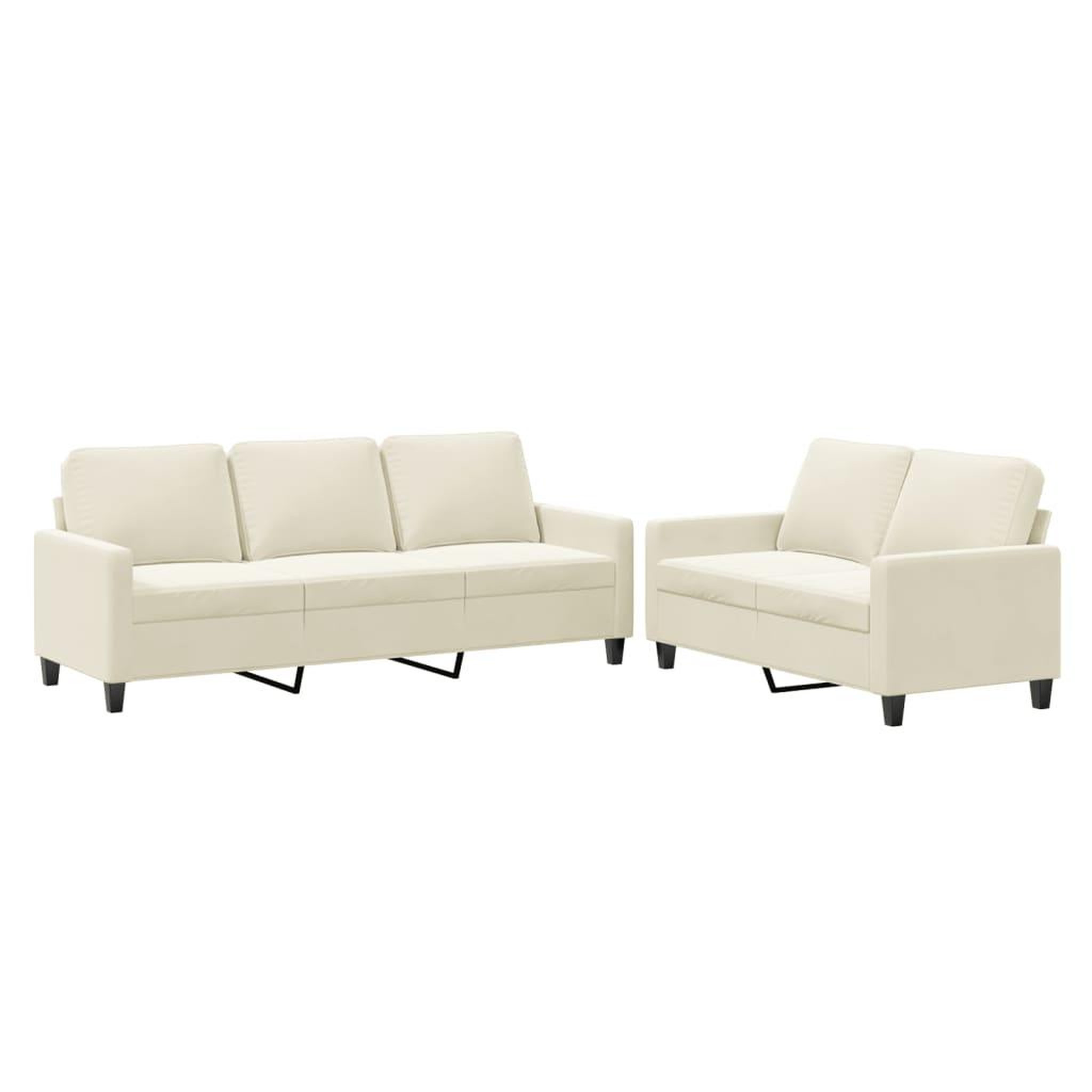Voir la diapositive 2 : VIDAXL Ensemble de canapes 2 pcs avec coussins Creme Velours