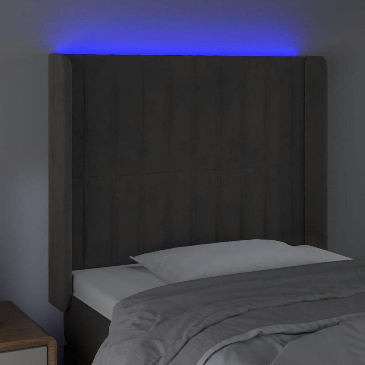 VIDAXL Tete de lit a LED Gris fonce 103x16x118/128 cm Velours