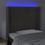 Voir la diapositive 4 : VIDAXL Tete de lit a LED Gris fonce 103x16x118/128 cm Velours