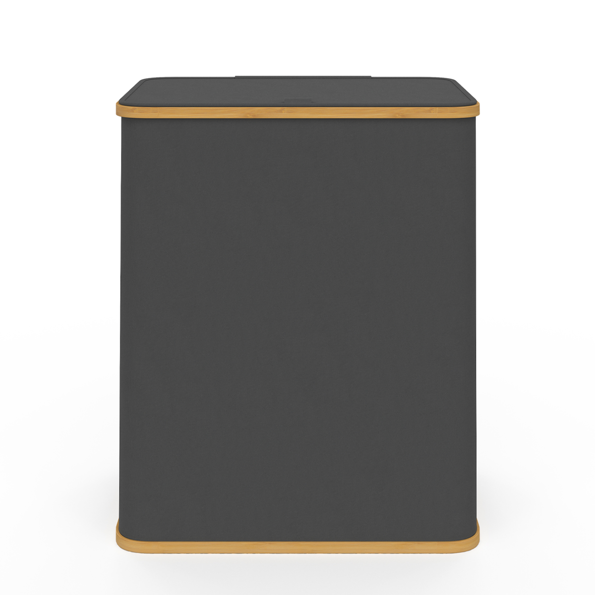 ID MARKET Panier à linge 140 L 2 bacs amovibles bambou RITA tissu gris anthracite
