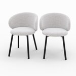 Rendez vous déco Lot de 2 chaises en tissu gris clair chiné et pieds noirs - Cécilia. Coloris disponibles : Gris