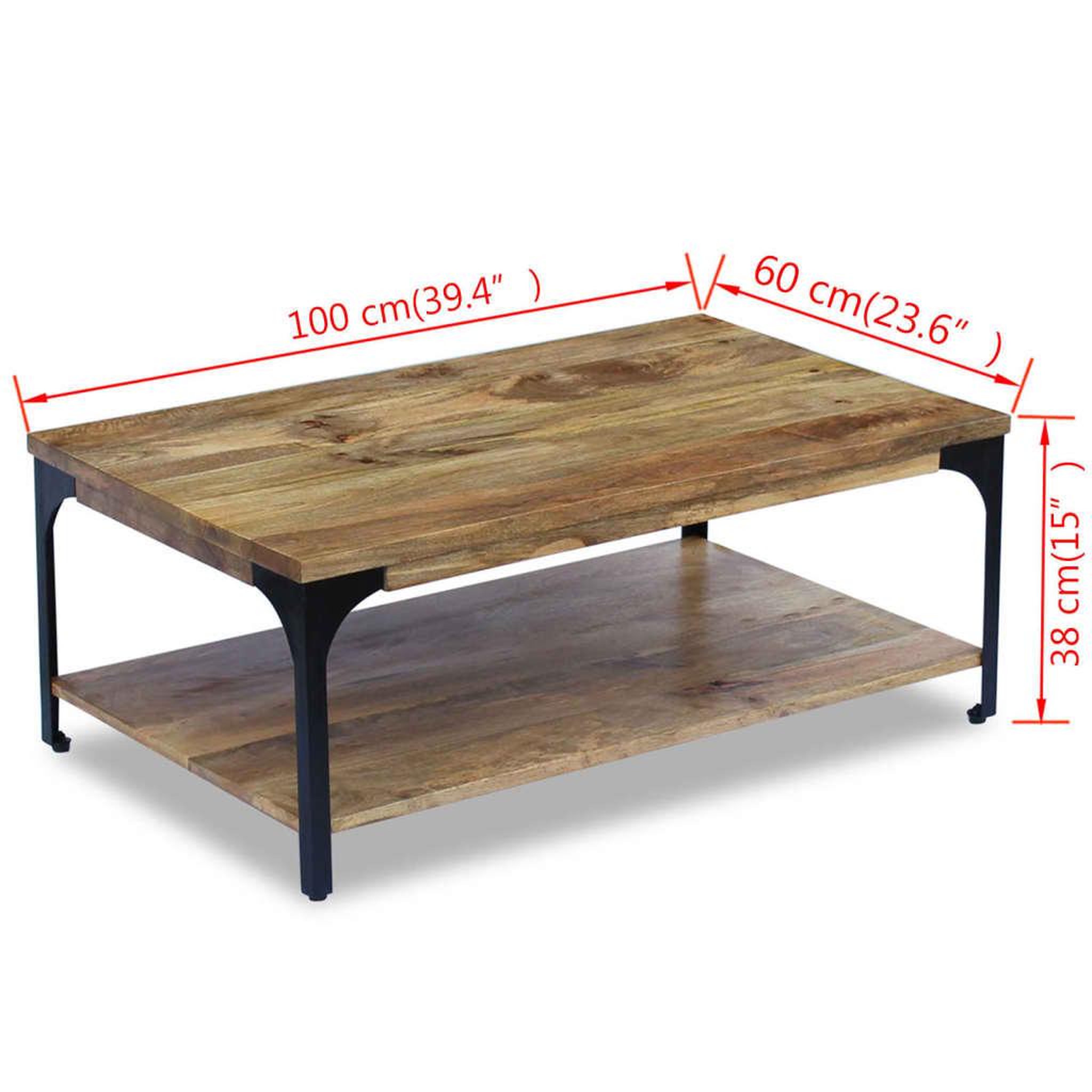 Voir la diapositive 6 : VIDAXL Table basse Bois de manguier 100x60x38 cm
