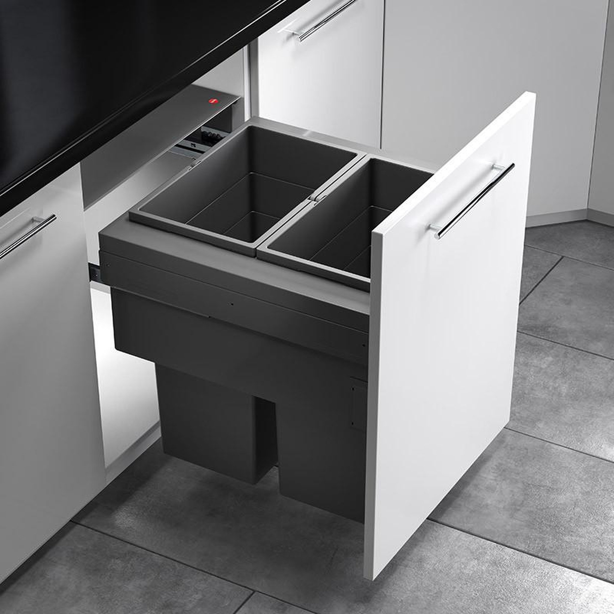 Voir la diapositive 2 : HAILO Poubelle de cuisine tri sélectif 2 bacs encastrable 70l (35+35) hailo as euro cargo 500 nt480