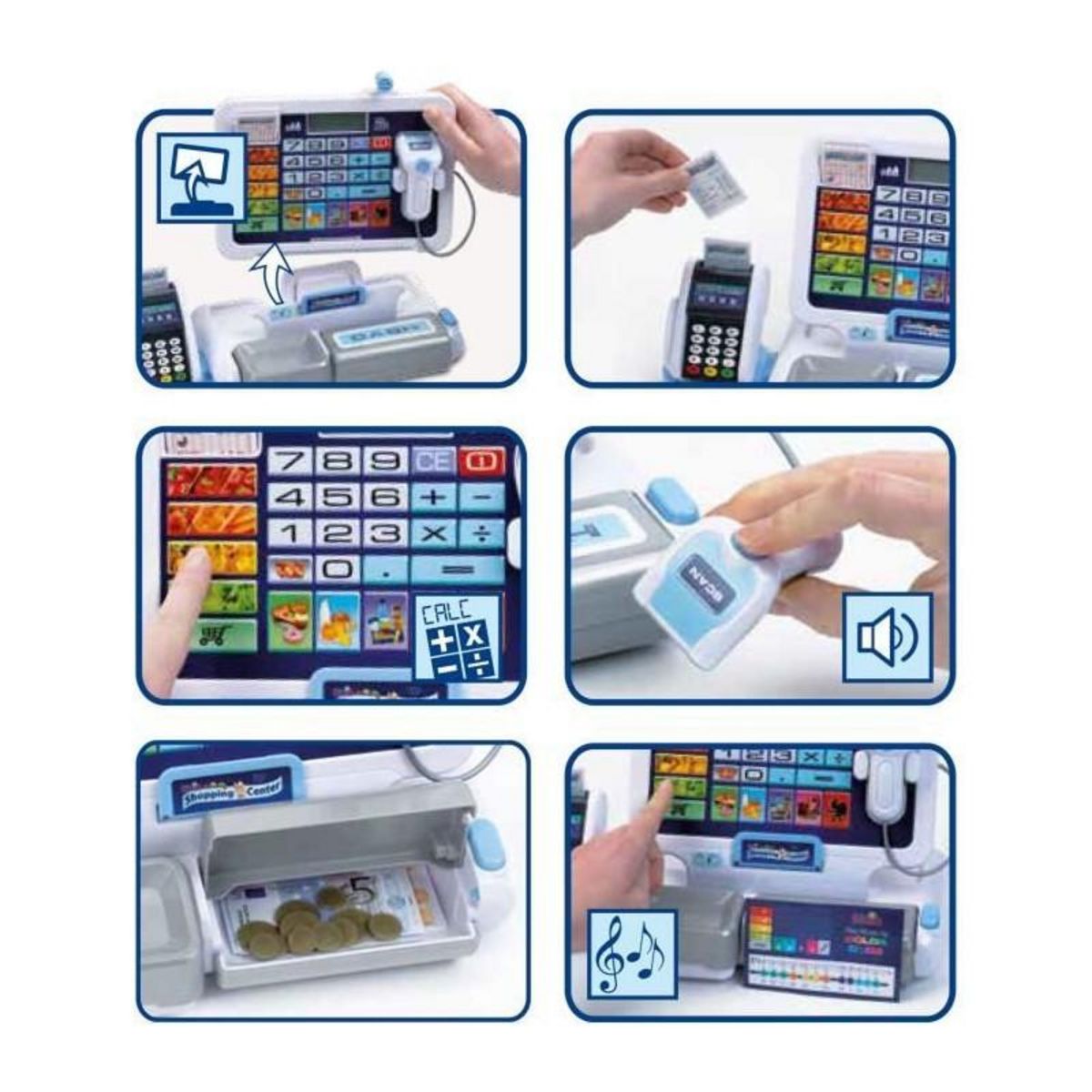 Klein Jouet de caisse enregistreuse - KLEIN - Caisse enregistreuse électronique avec tablette amovible - Diverses fonctions