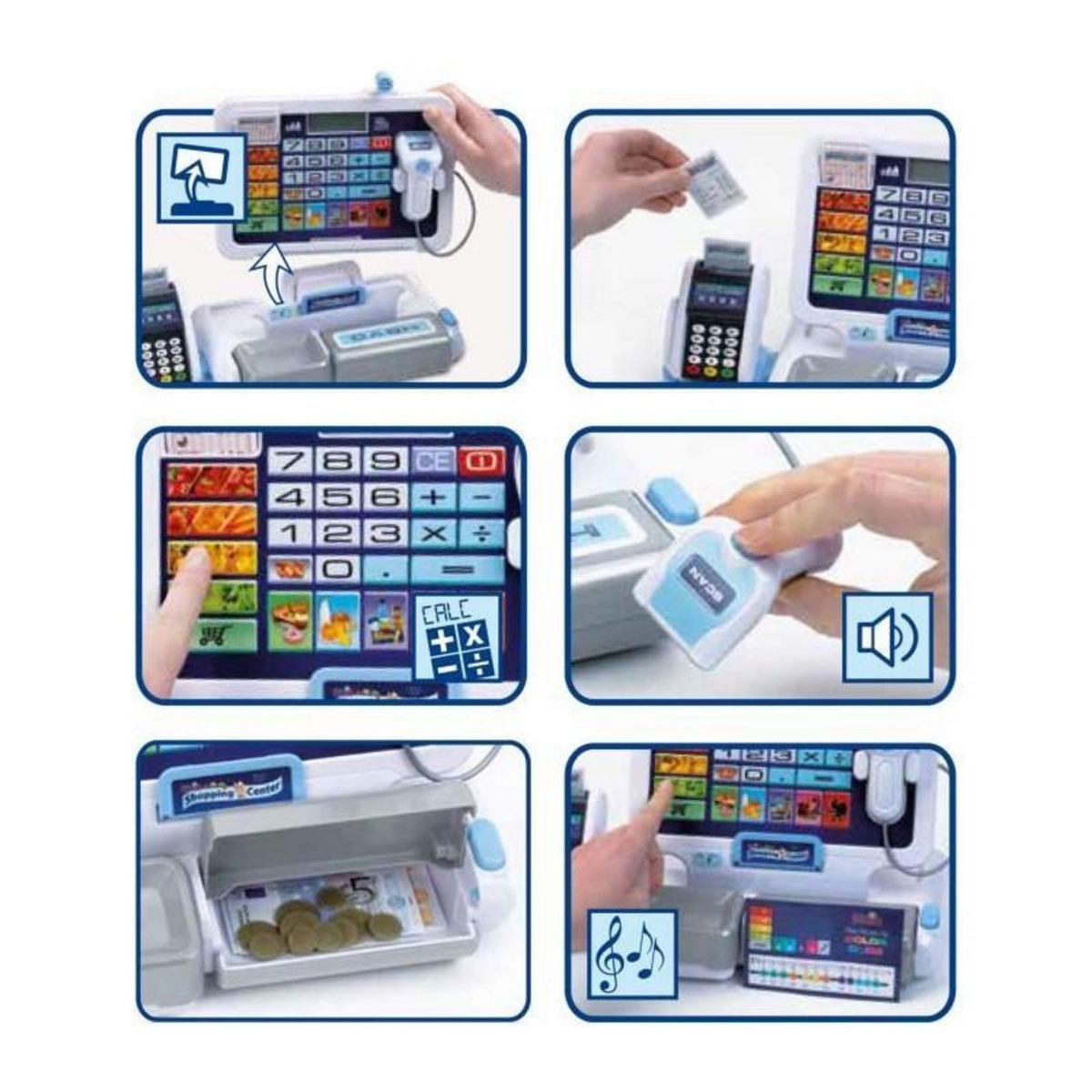 Klein Jouet de caisse enregistreuse - KLEIN - Caisse enregistreuse électronique avec tablette amovible - Diverses fonctions