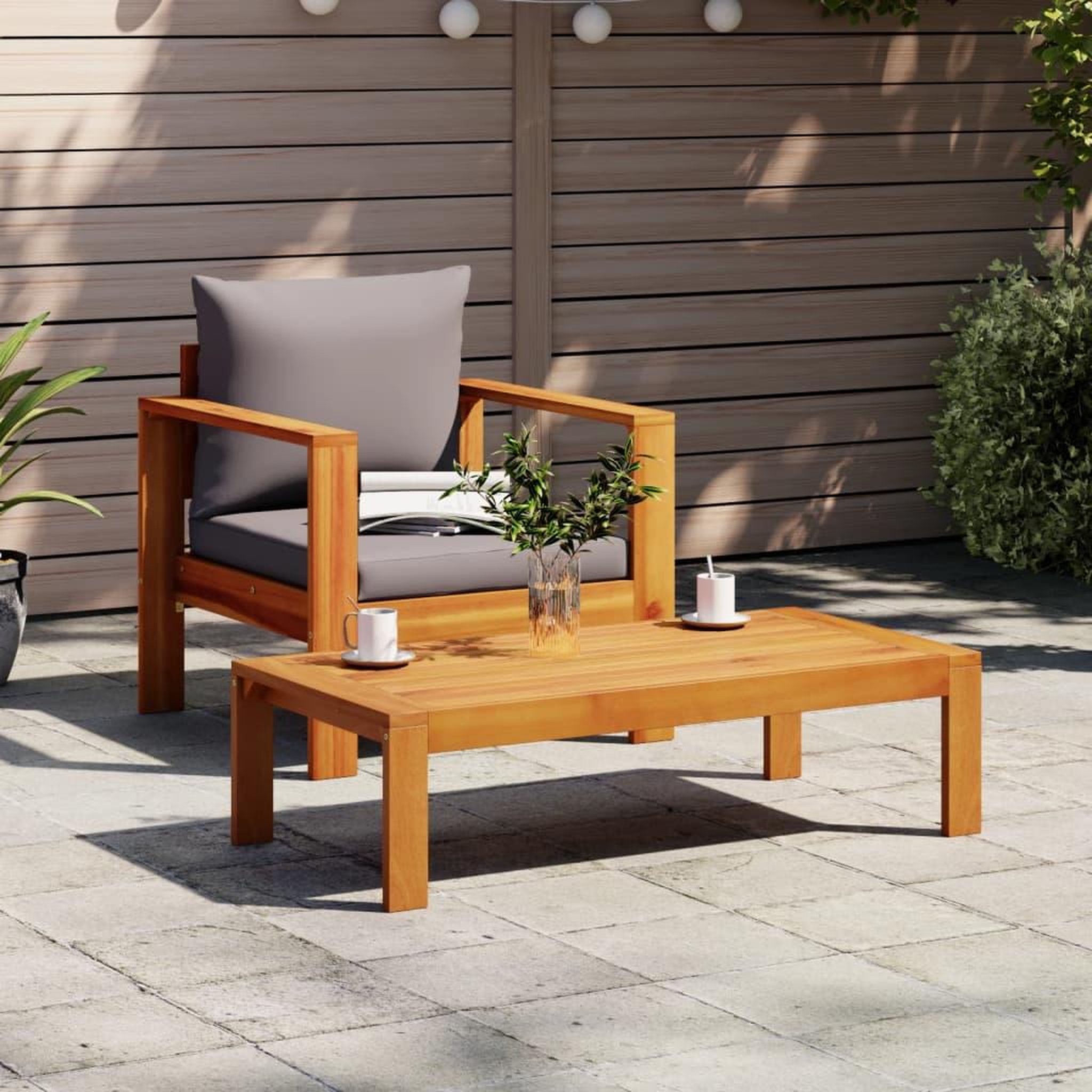 Voir la diapositive 3 : VIDAXL Chaise de jardin avec coussins bois massif d'acacia