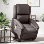 VIDAXL Fauteuil inclinable de massage marron fonce cuir veritable