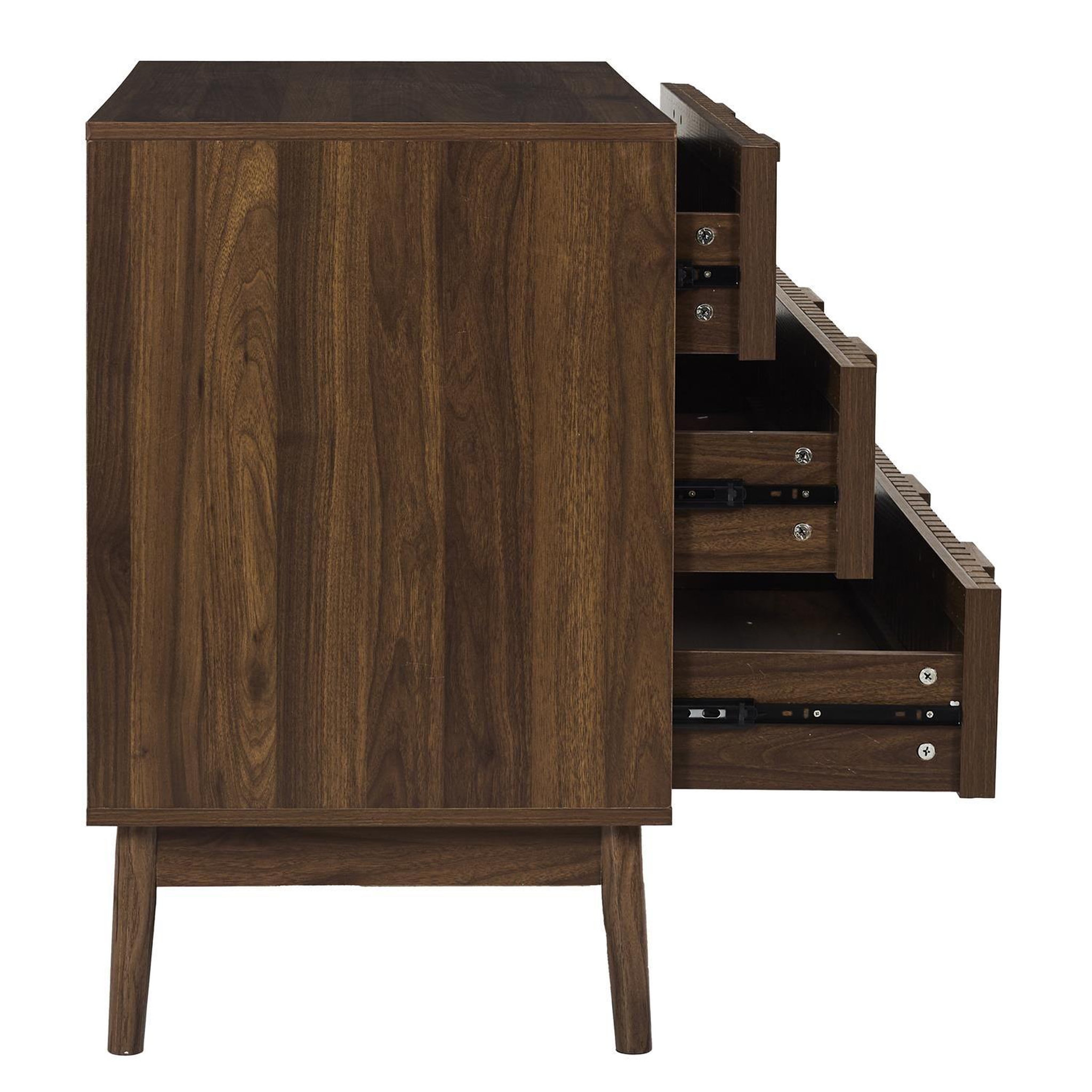 Voir la diapositive 6 : The Home Deco Factory Commode 3 tiroirs effet bois foncé saulk - marron