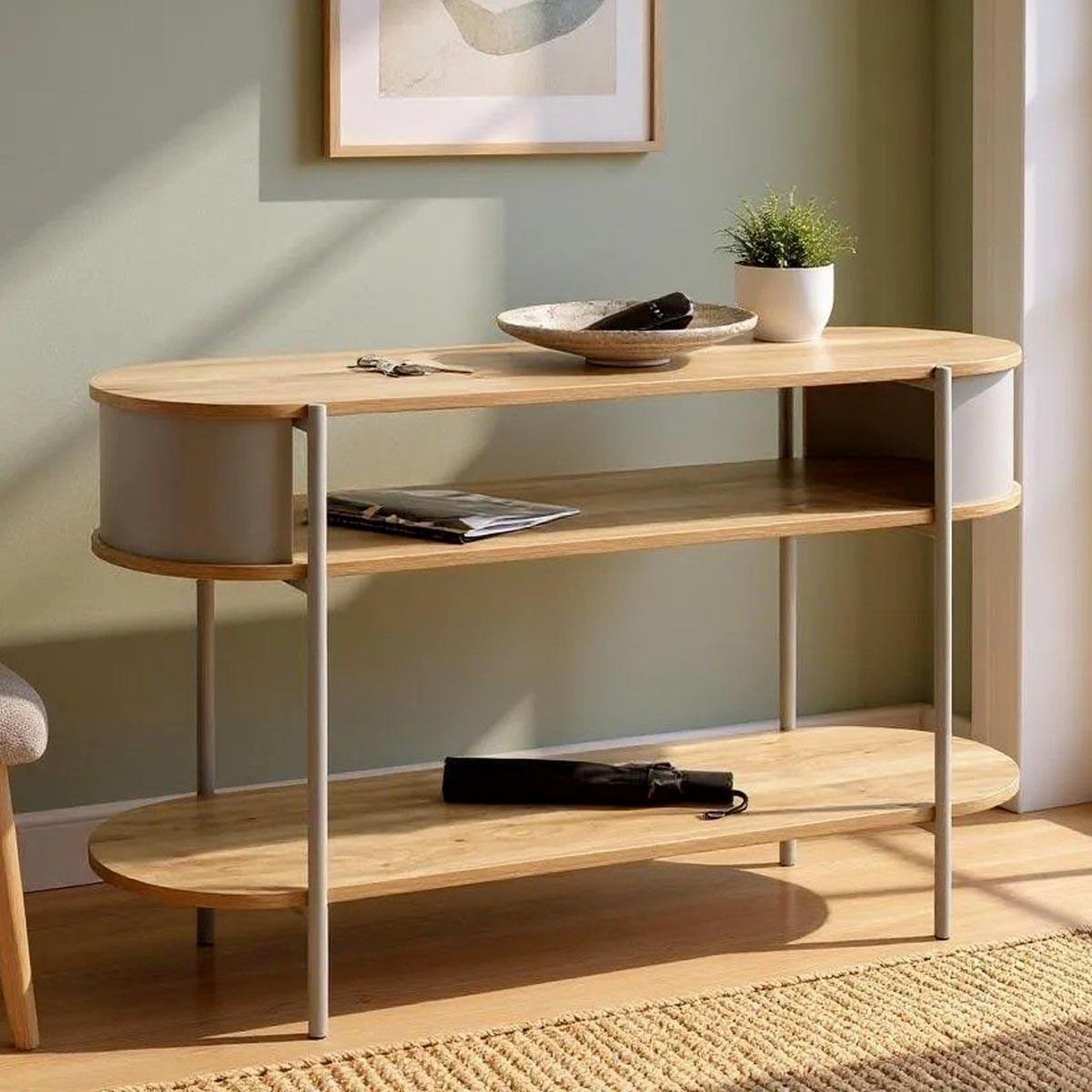 Voir la diapositive 4 : Paris Prix Console design  morphee  110cm naturel & gris